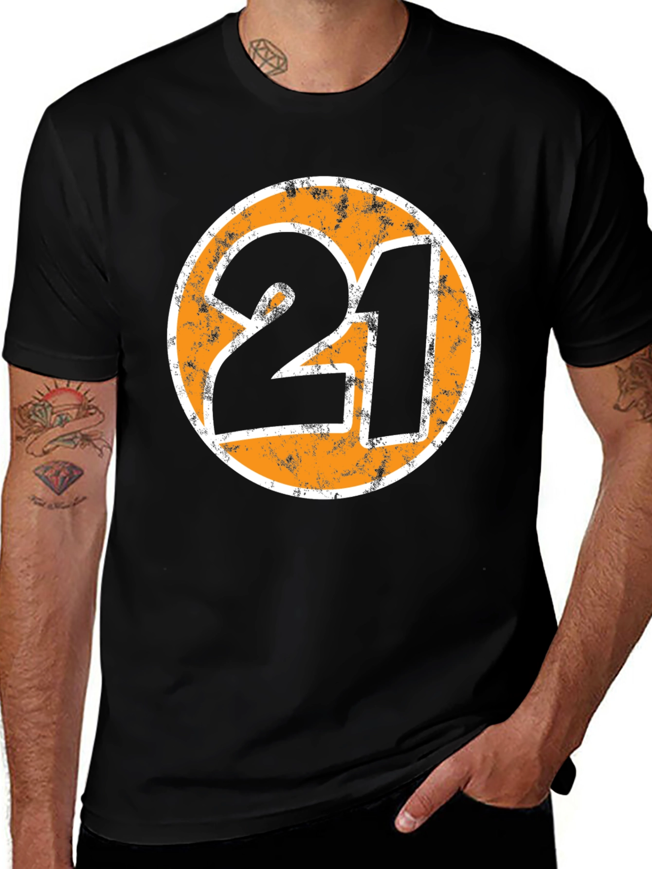 Mens Black 21 Graphic Print T-Shirt