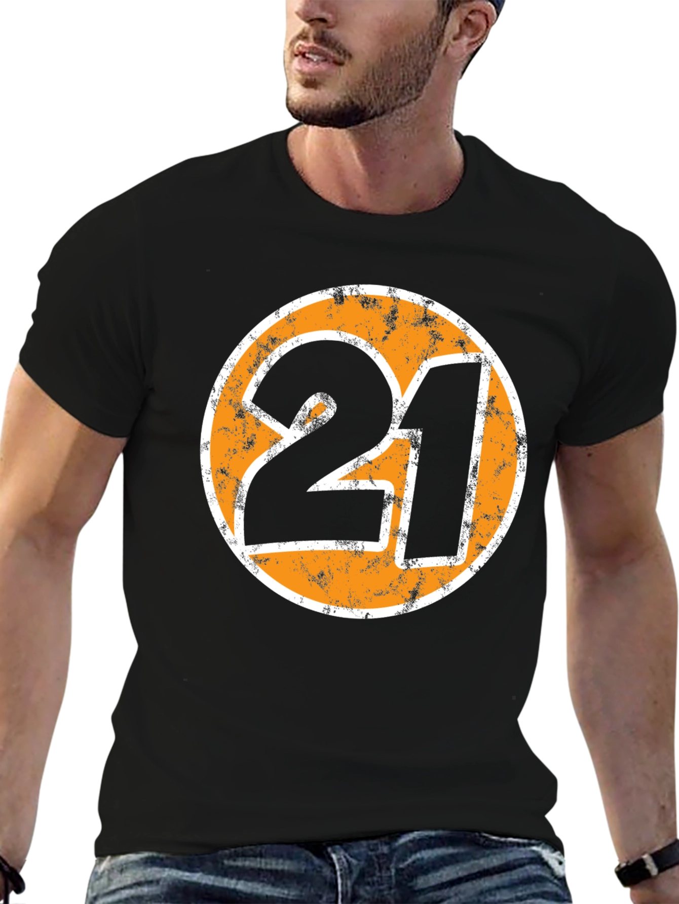 Mens Black 21 Graphic Print T-Shirt