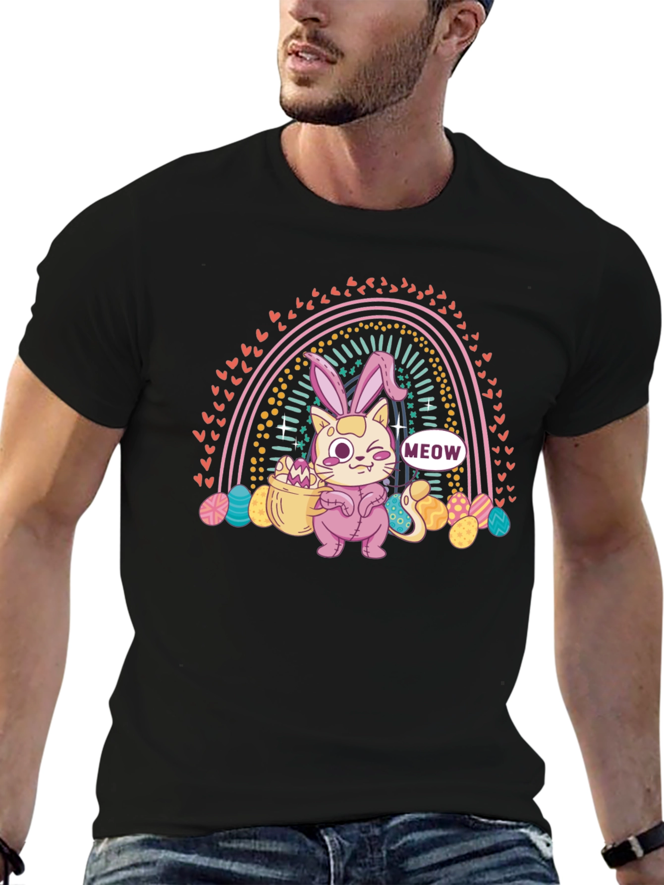 Easter Cat Rainbow T-Shirt