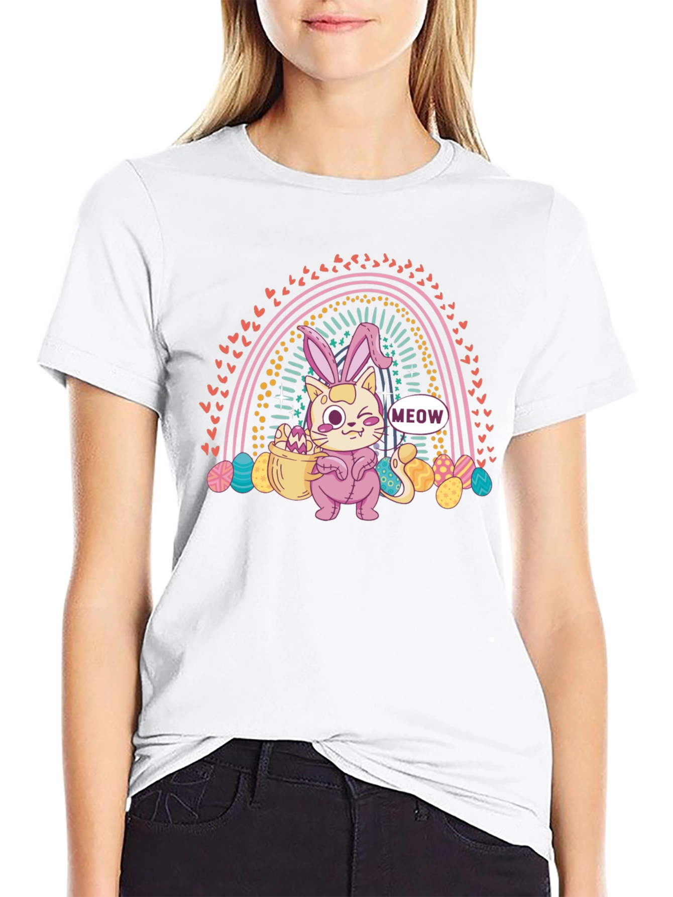 Easter Cat Rainbow T-Shirt