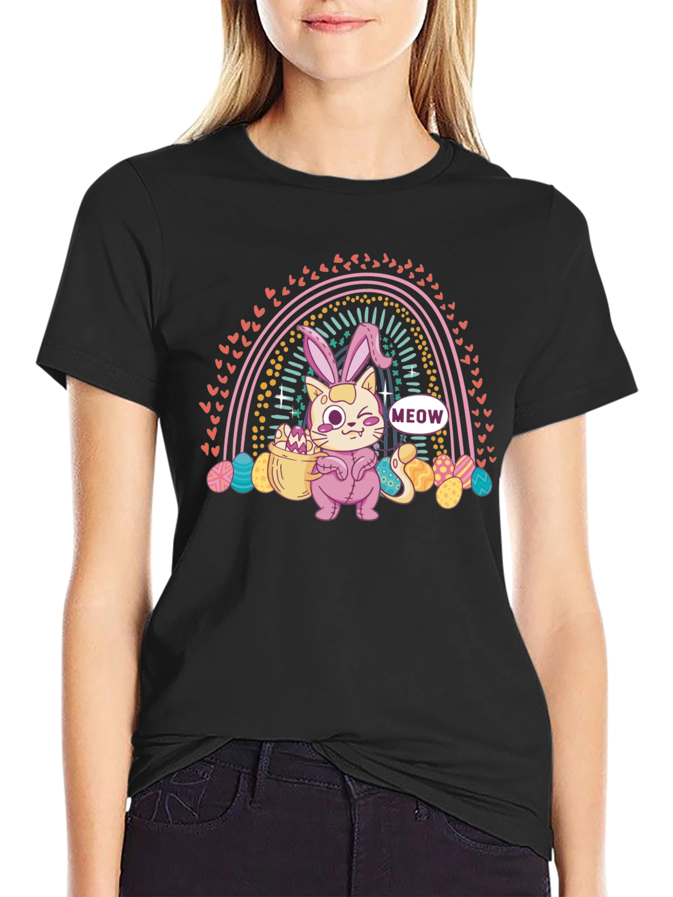 Easter Cat Rainbow T-Shirt