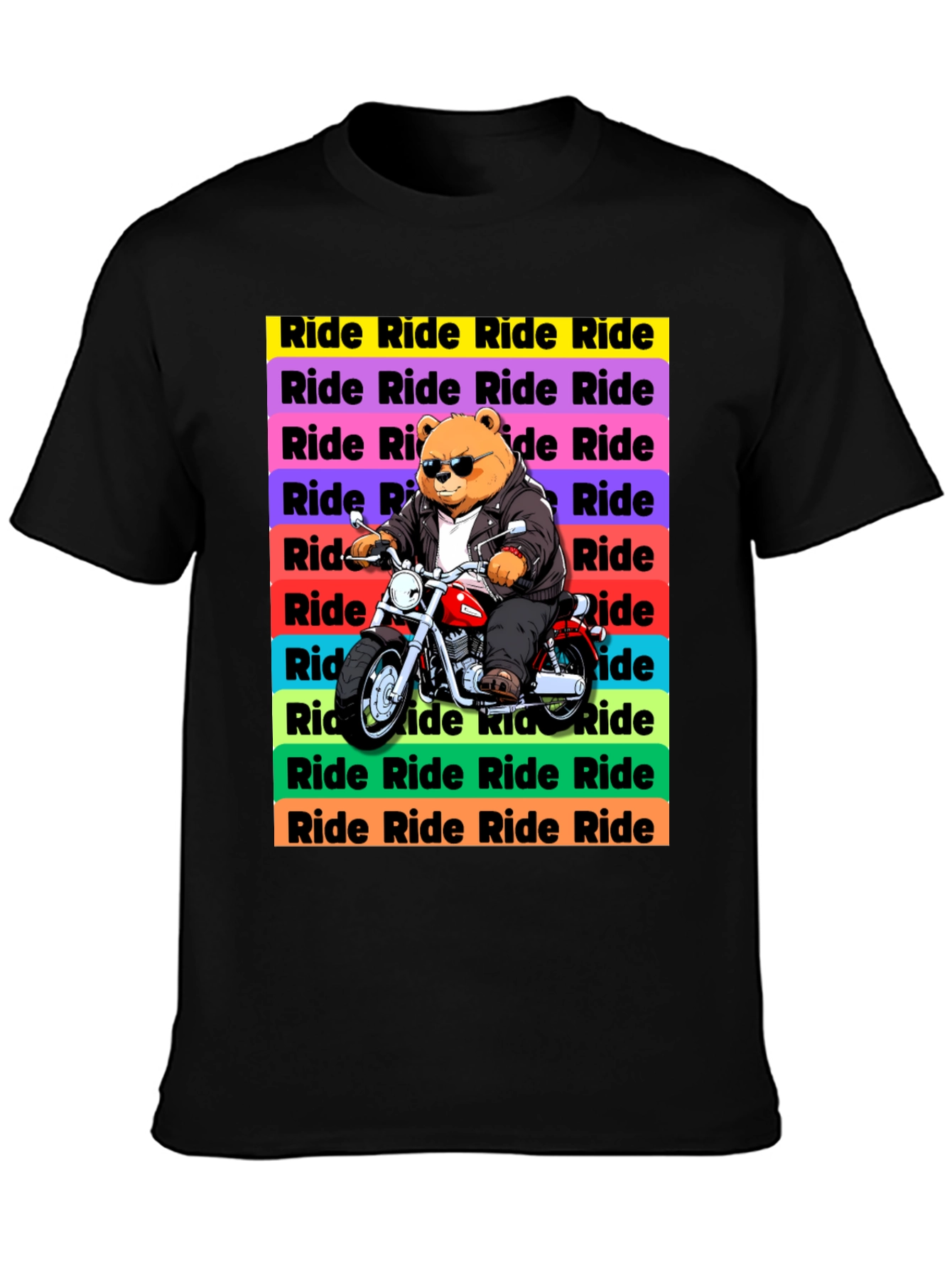 Bear Rider Graphic T-Shirt - Cool Biker Tee