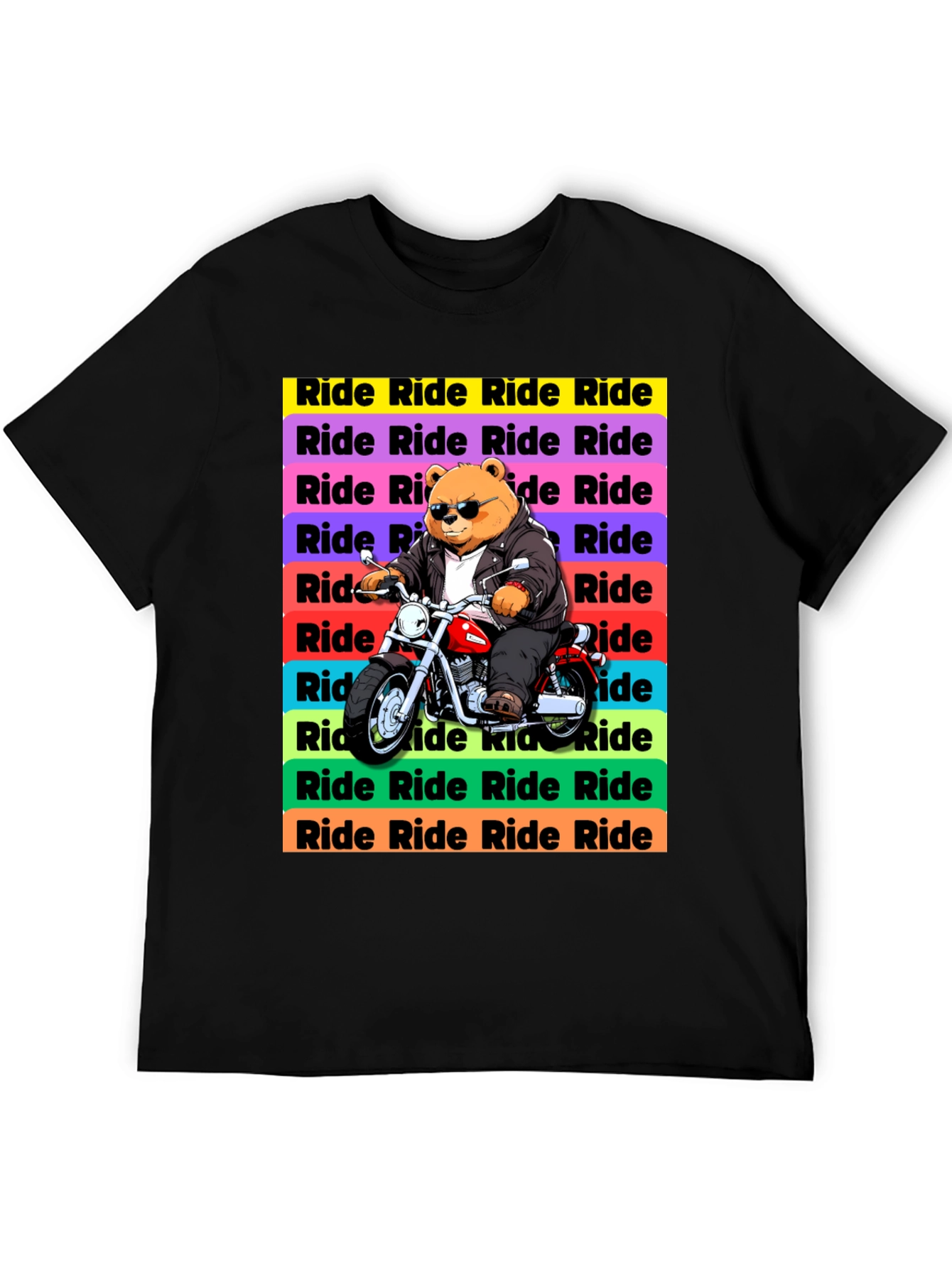 Bear Rider Graphic T-Shirt - Cool Biker Tee