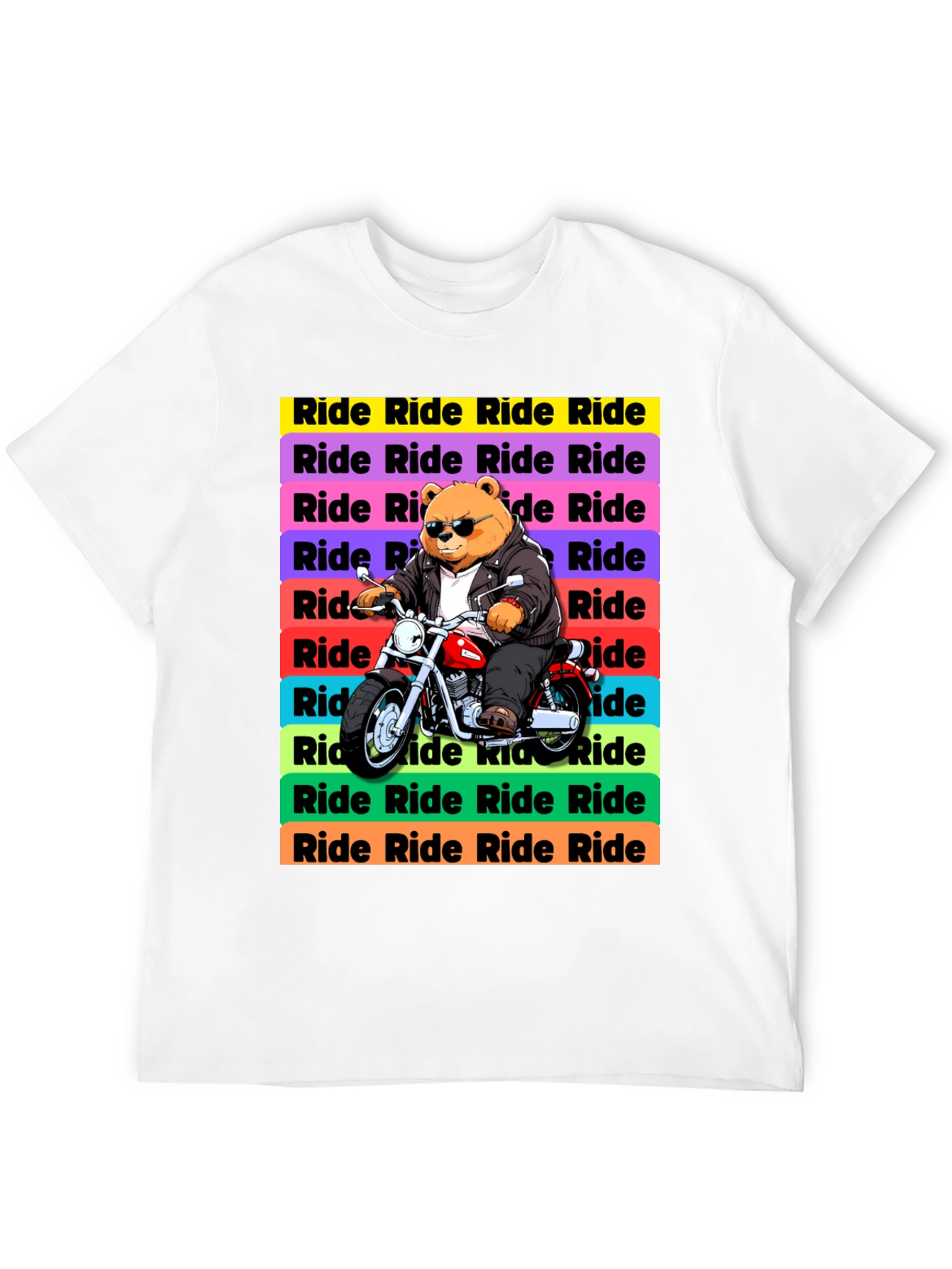Bear Rider Graphic T-Shirt - Cool Biker Tee
