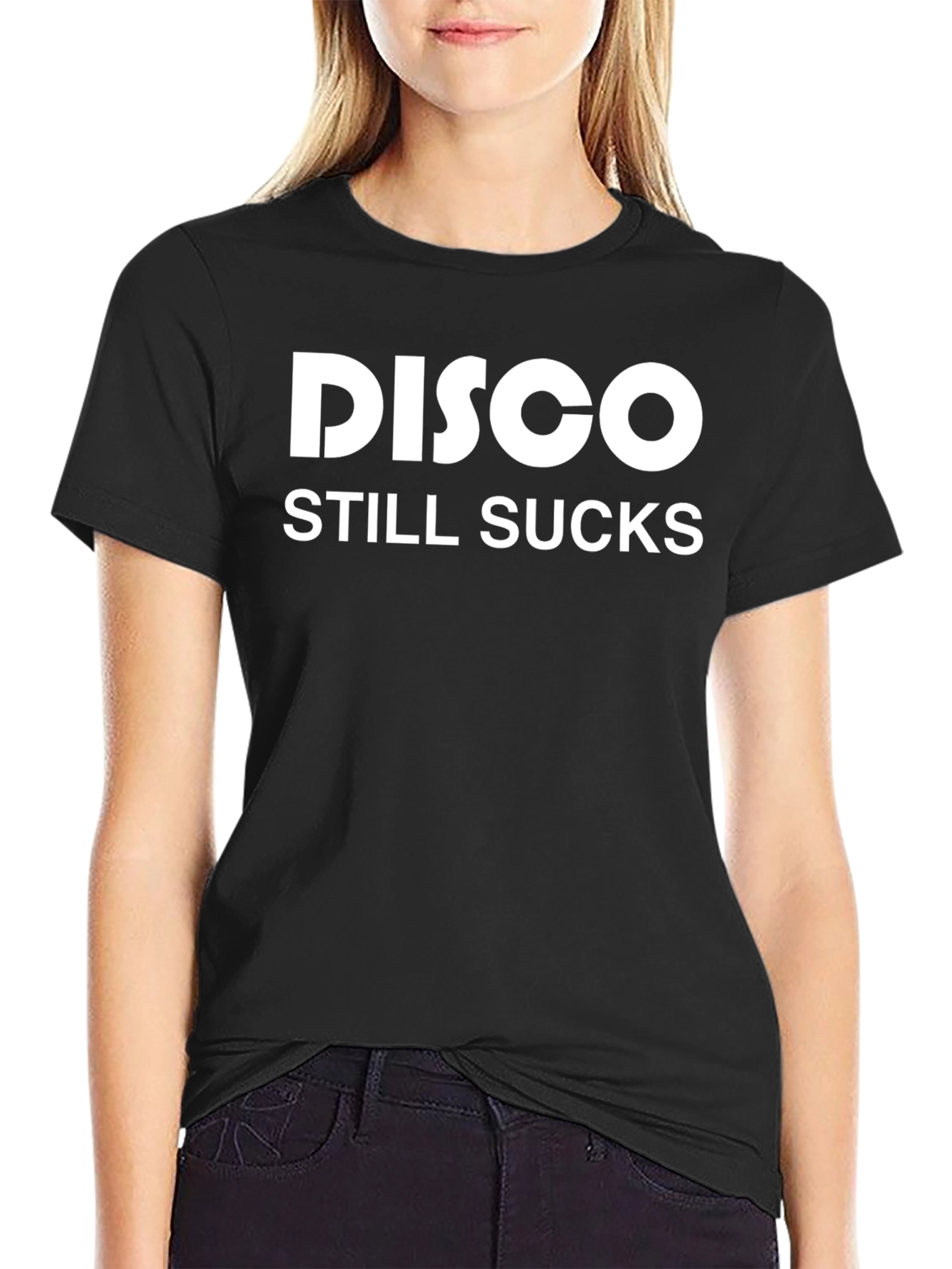 Disco Still Sucks Graphic Tee - Black Cotton T-Shirt