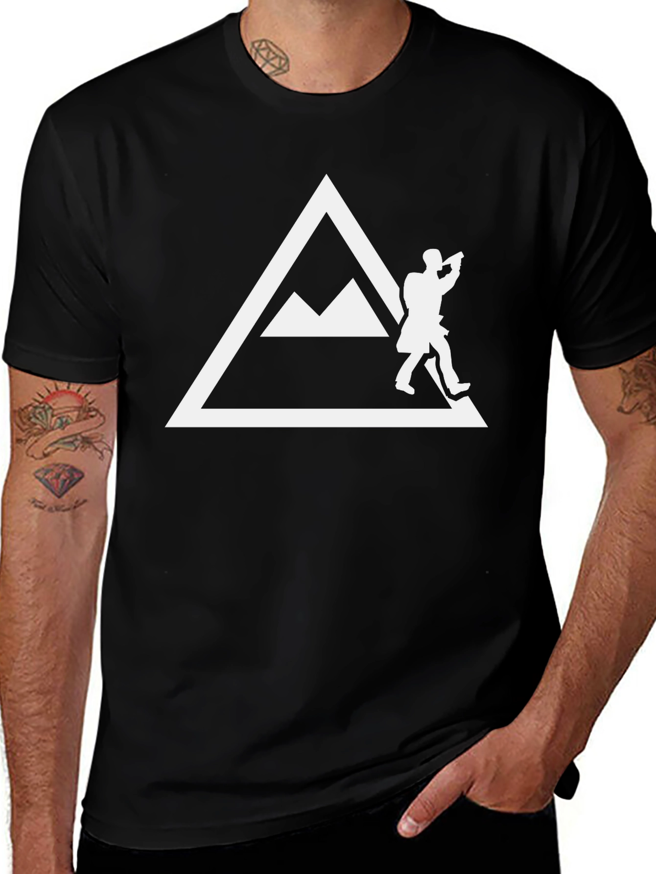 Mountain Climber Graphic Tee - Black Cotton Shirt