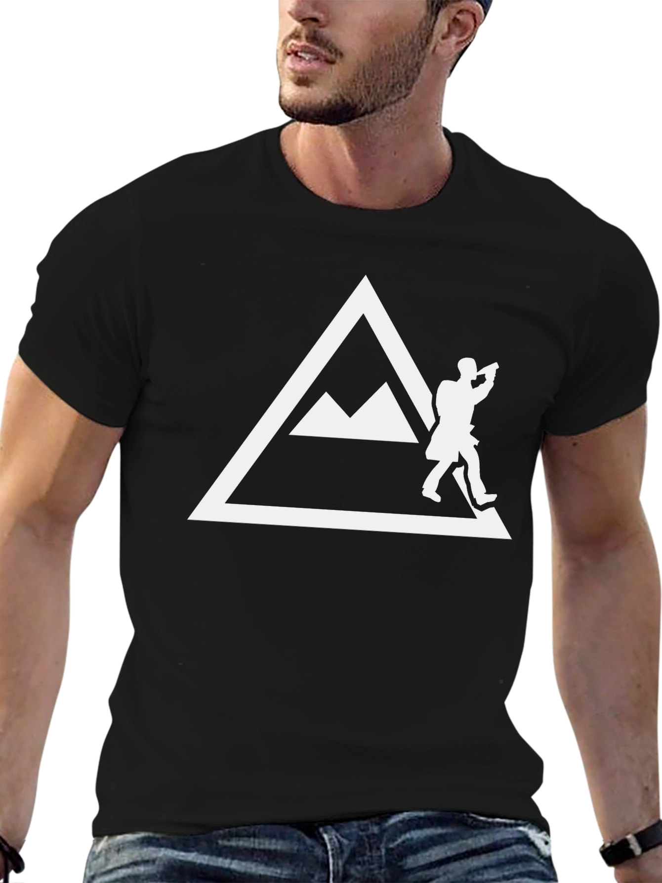 Mountain Climber Graphic Tee - Black Cotton Shirt