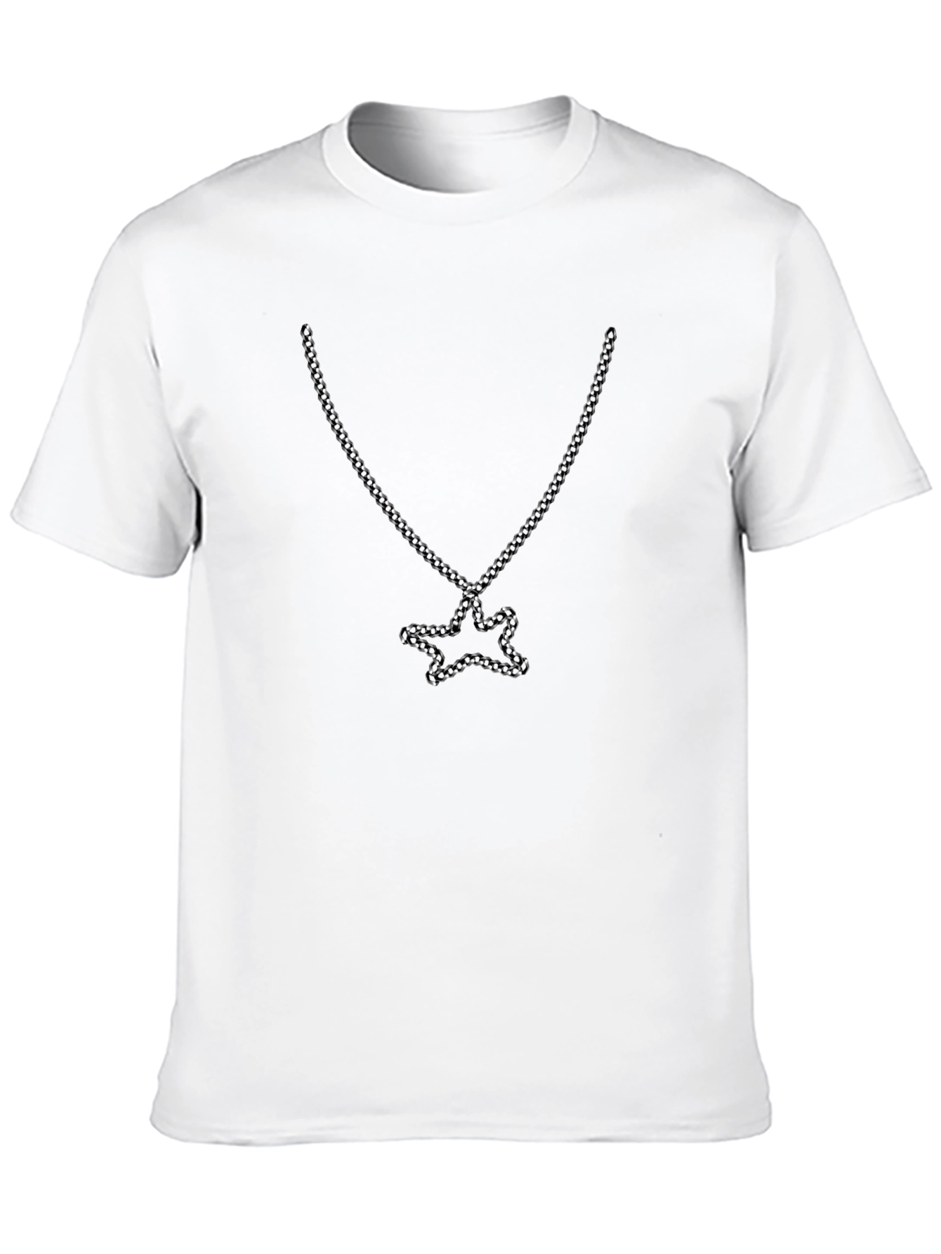 Mens Black Tee with Star Chain Graphic