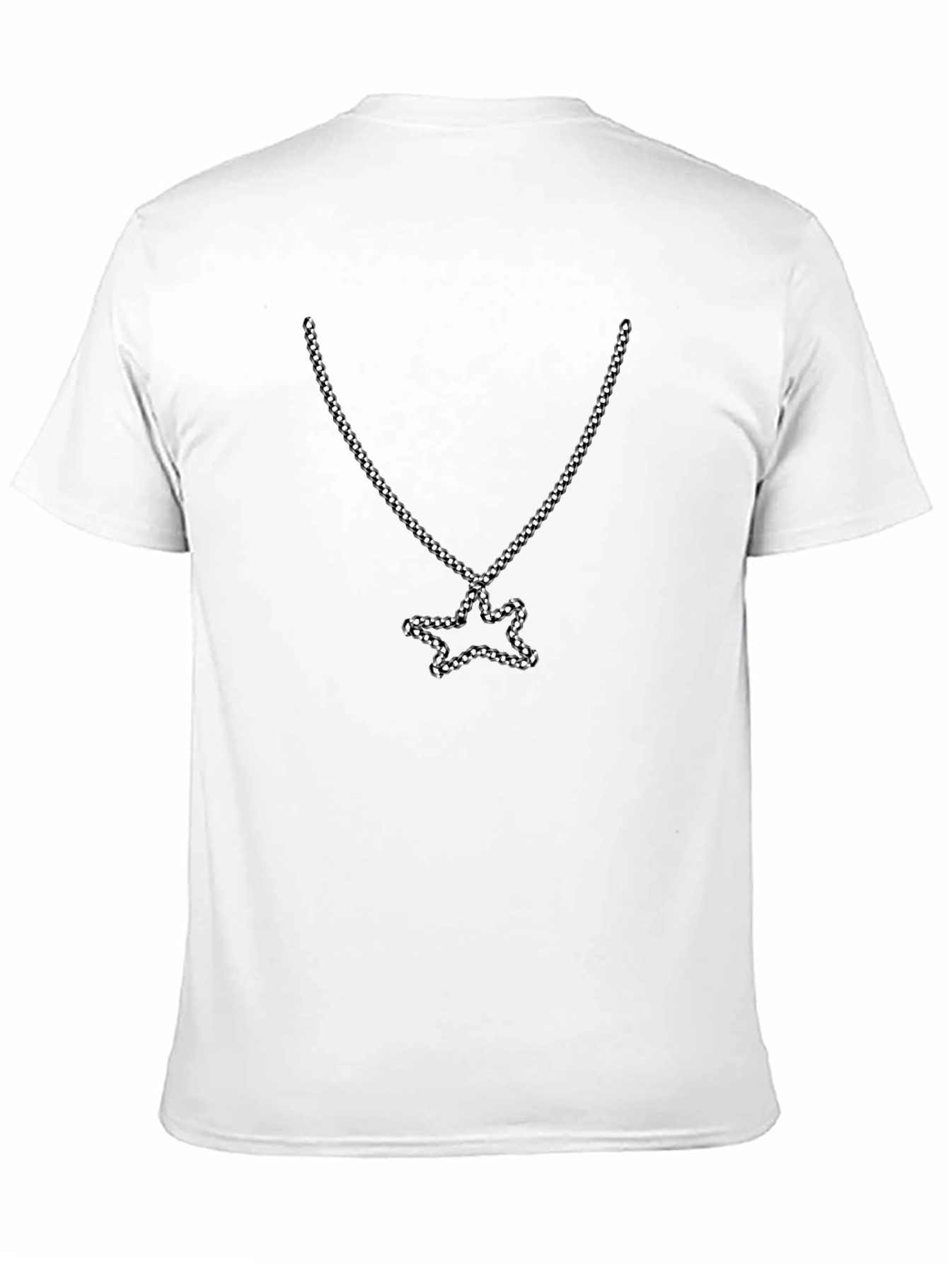 Mens Black Tee with Star Chain Graphic
