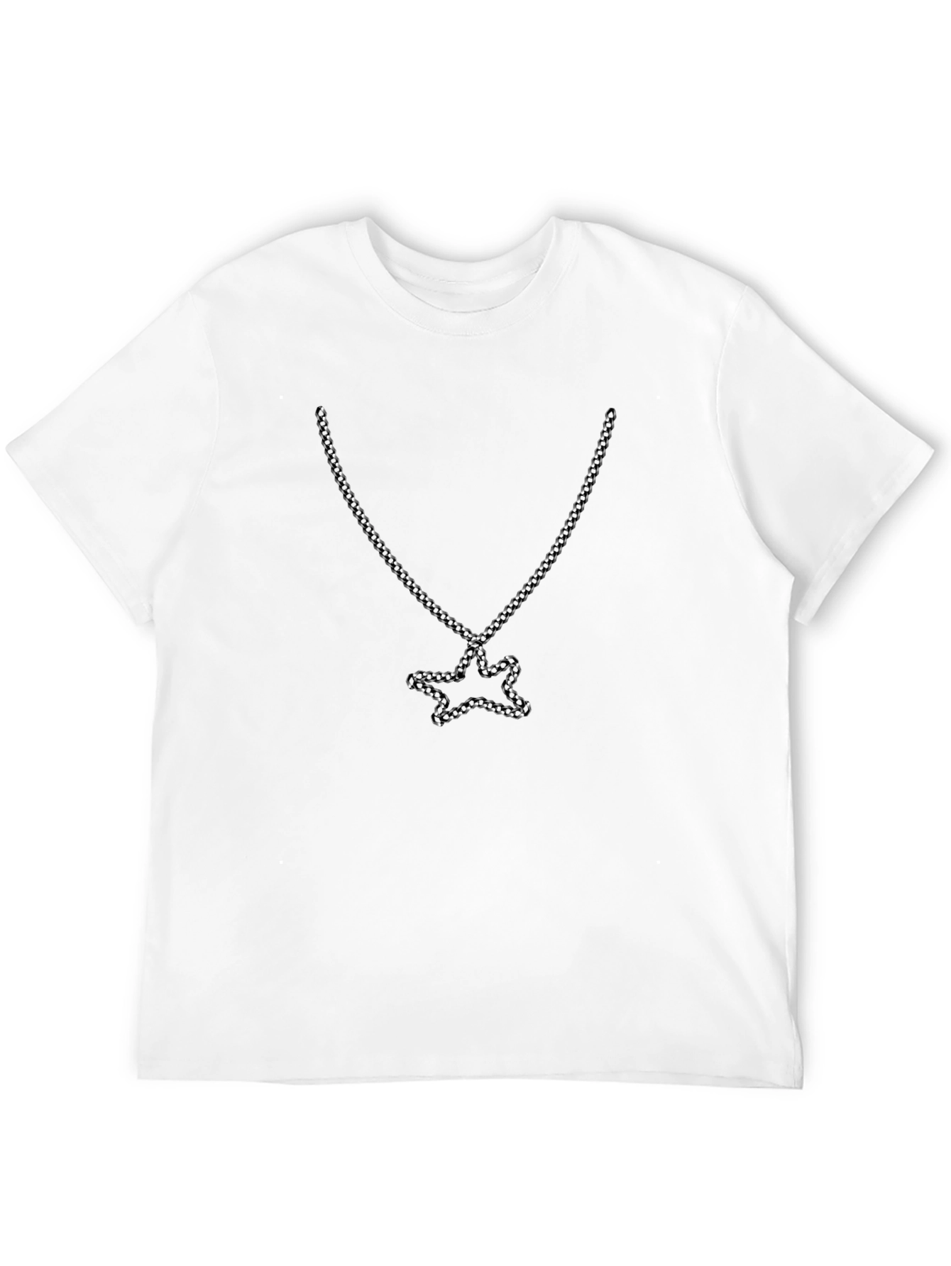 Mens Black Tee with Star Chain Graphic