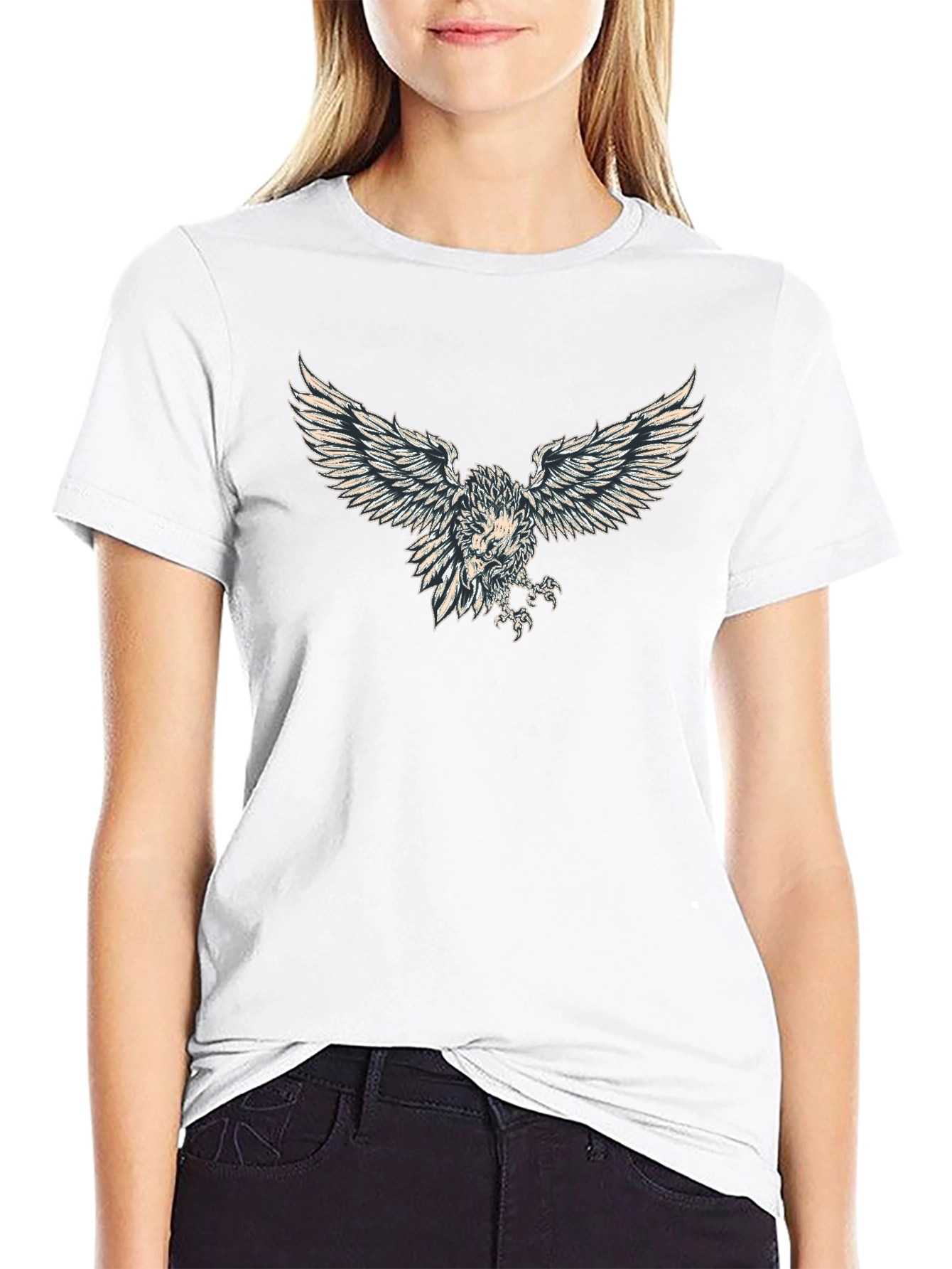 Black T-Shirt with Eagle Print