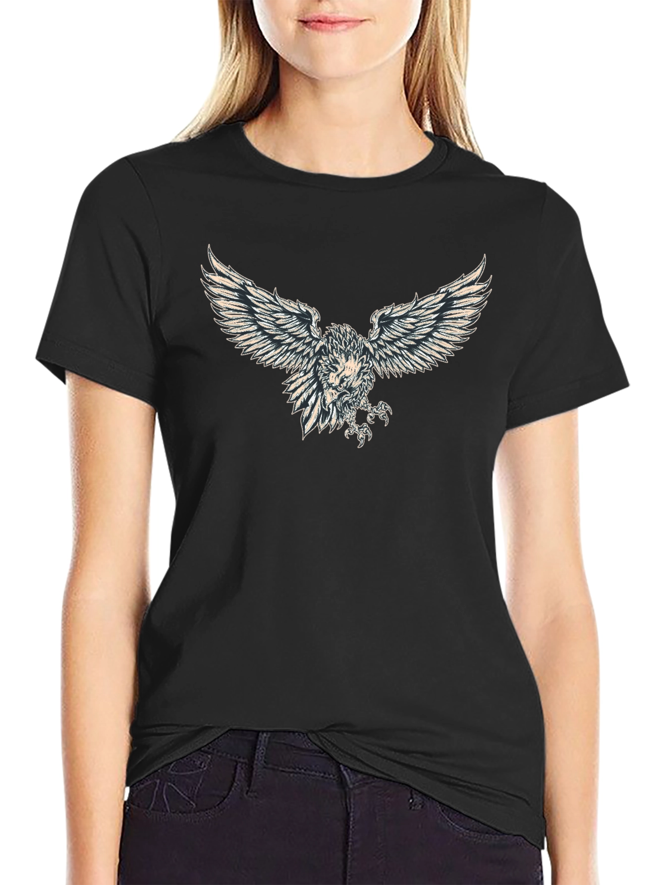 Black T-Shirt with Eagle Print