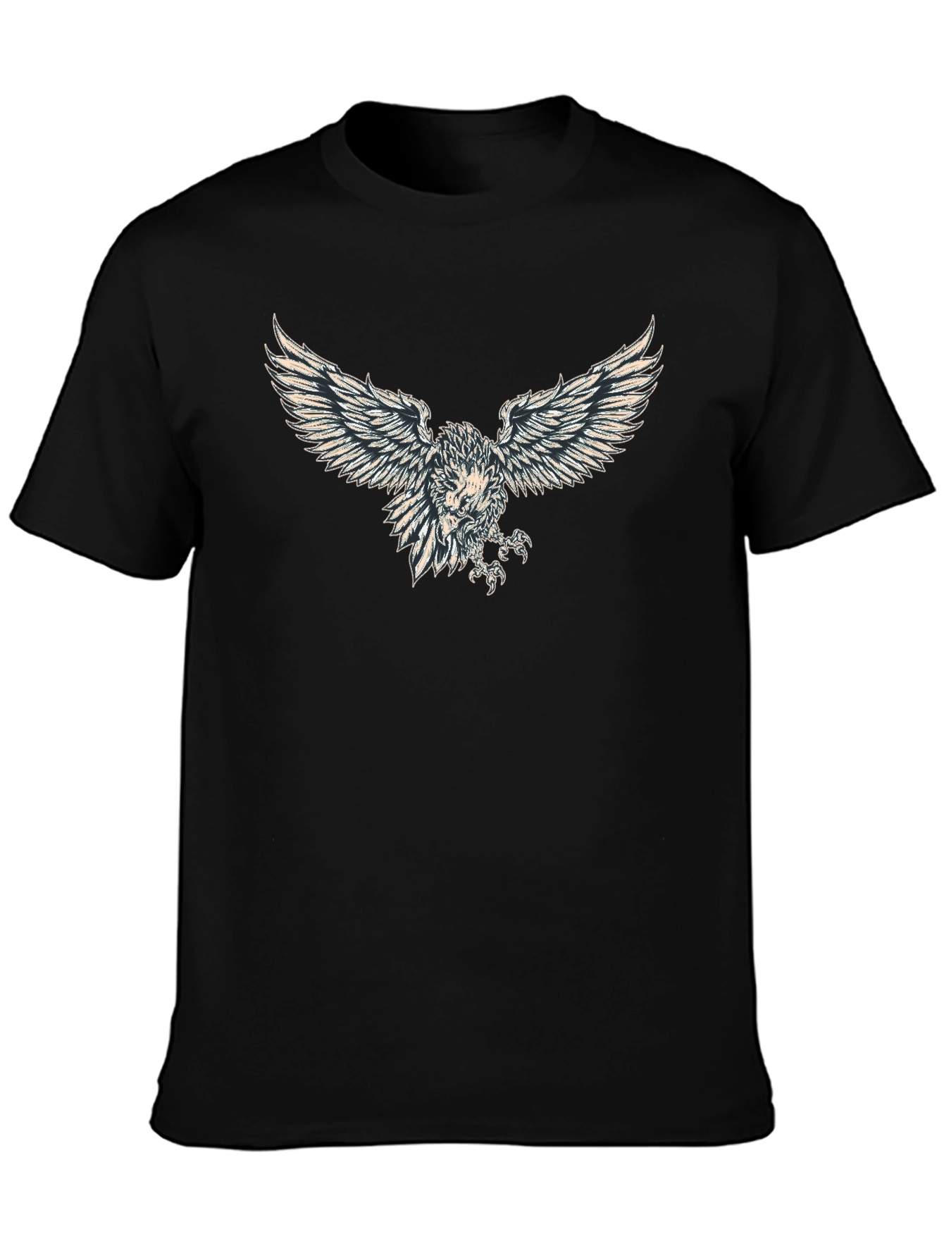 Black T-Shirt with Eagle Print