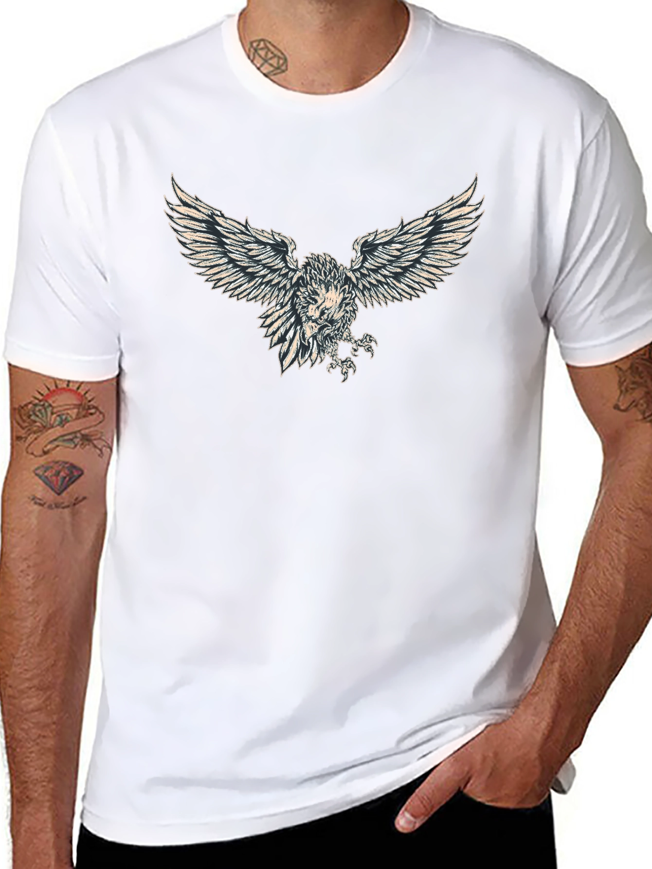 Black T-Shirt with Eagle Print
