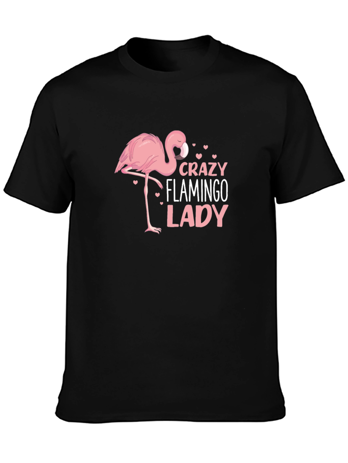 Crazy Flamingo Lady Black Graphic Tee