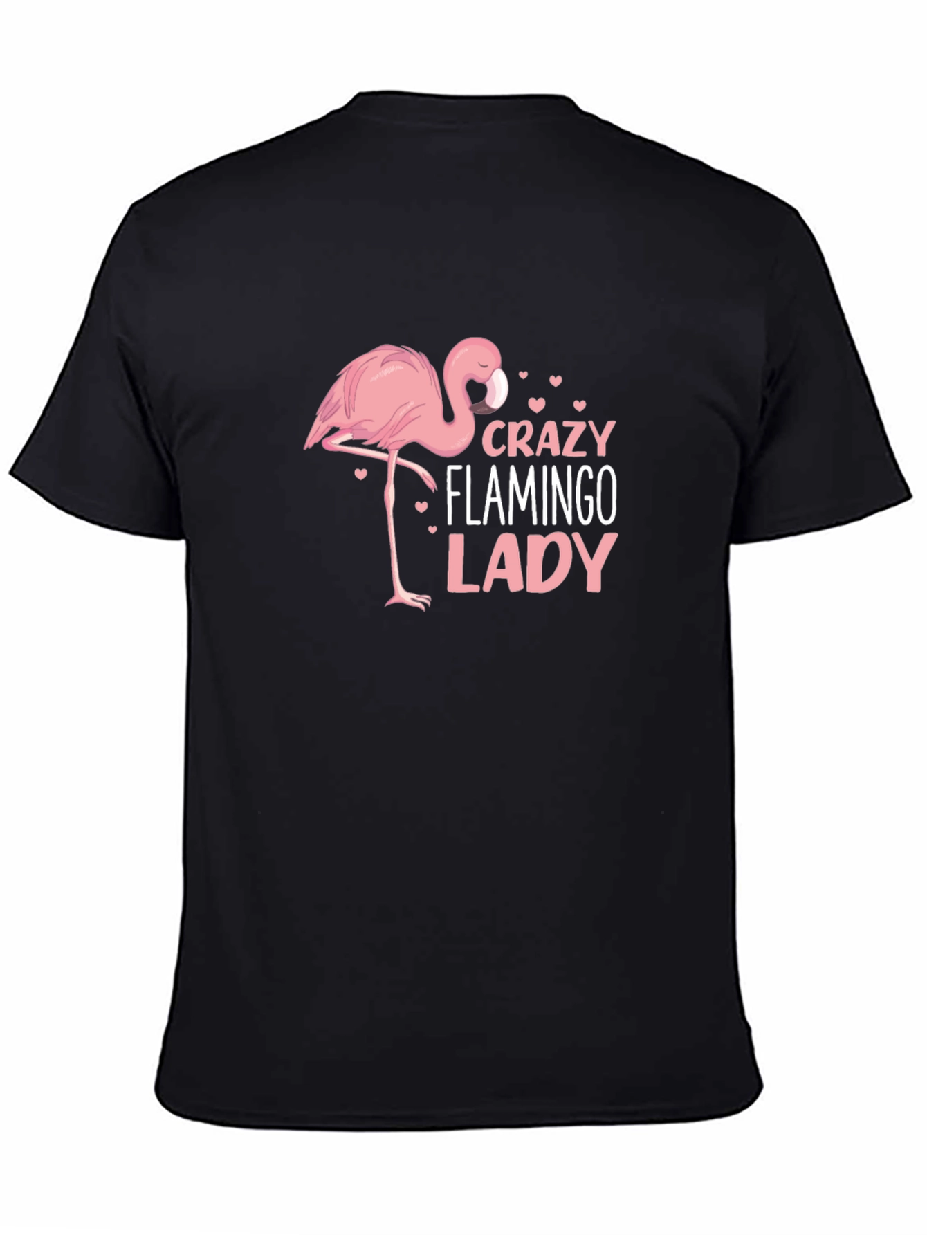 Crazy Flamingo Lady Black Graphic Tee