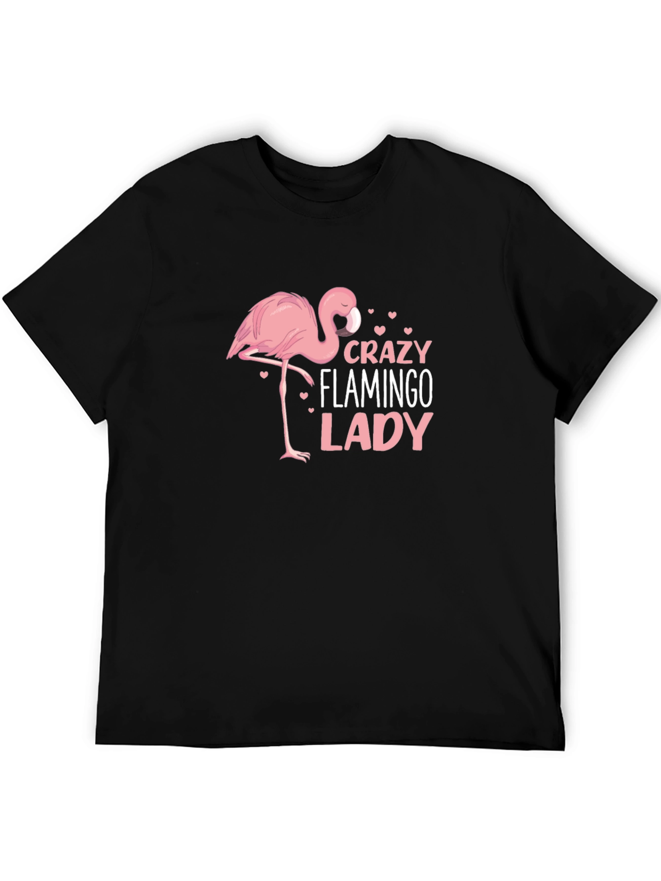 Crazy Flamingo Lady Black Graphic Tee