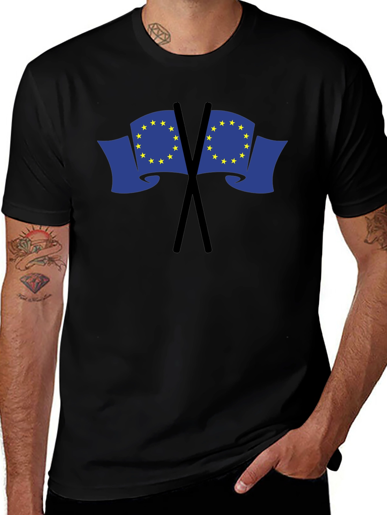 EU Flag Graphic Black T-Shirt