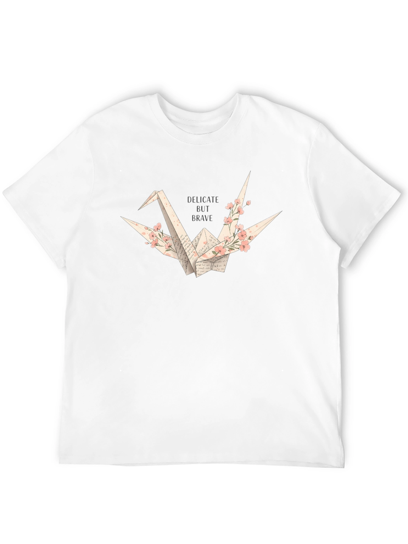 Delicate But Brave Origami Crane Black T-Shirt