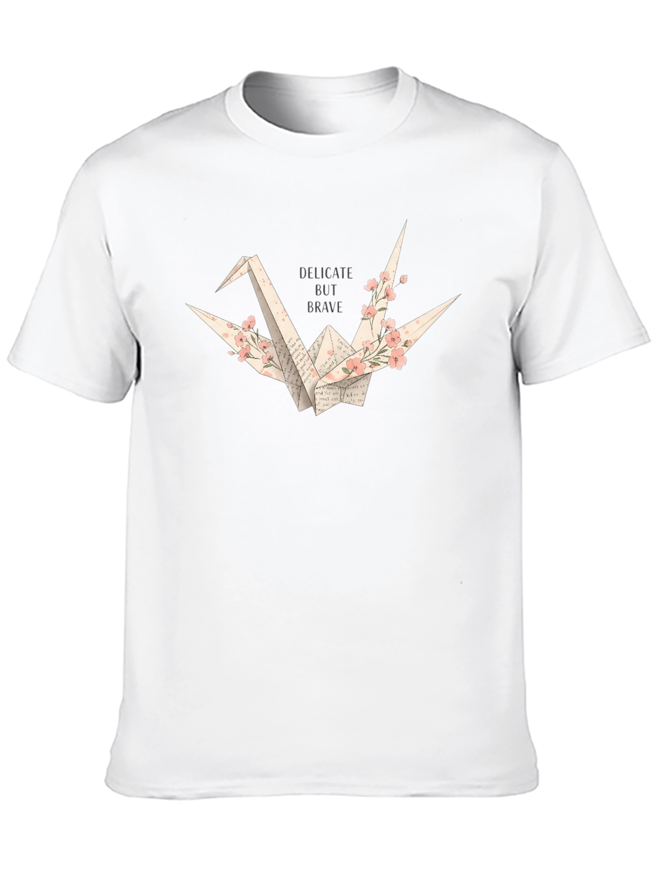 Delicate But Brave Origami Crane Black T-Shirt
