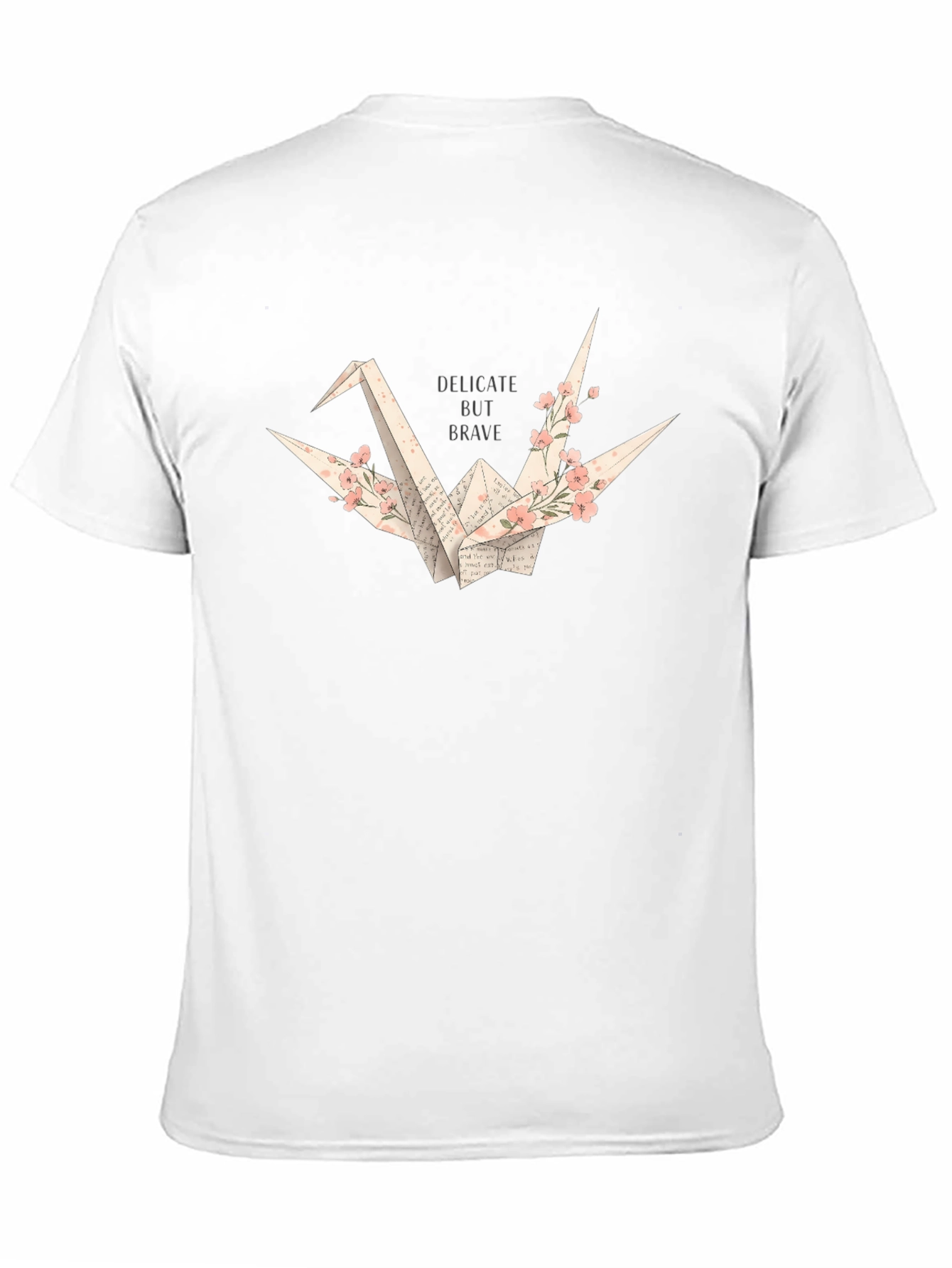 Delicate But Brave Origami Crane Black T-Shirt
