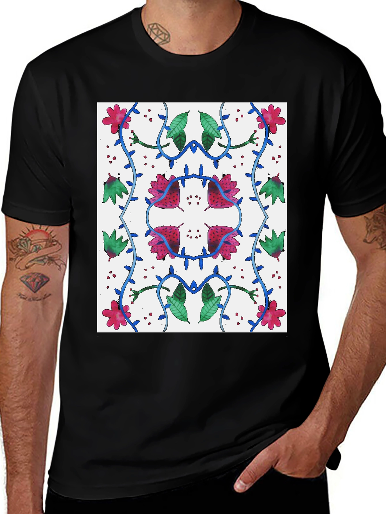 Floral Patterned Graphic Tee - Nature Inspired Design