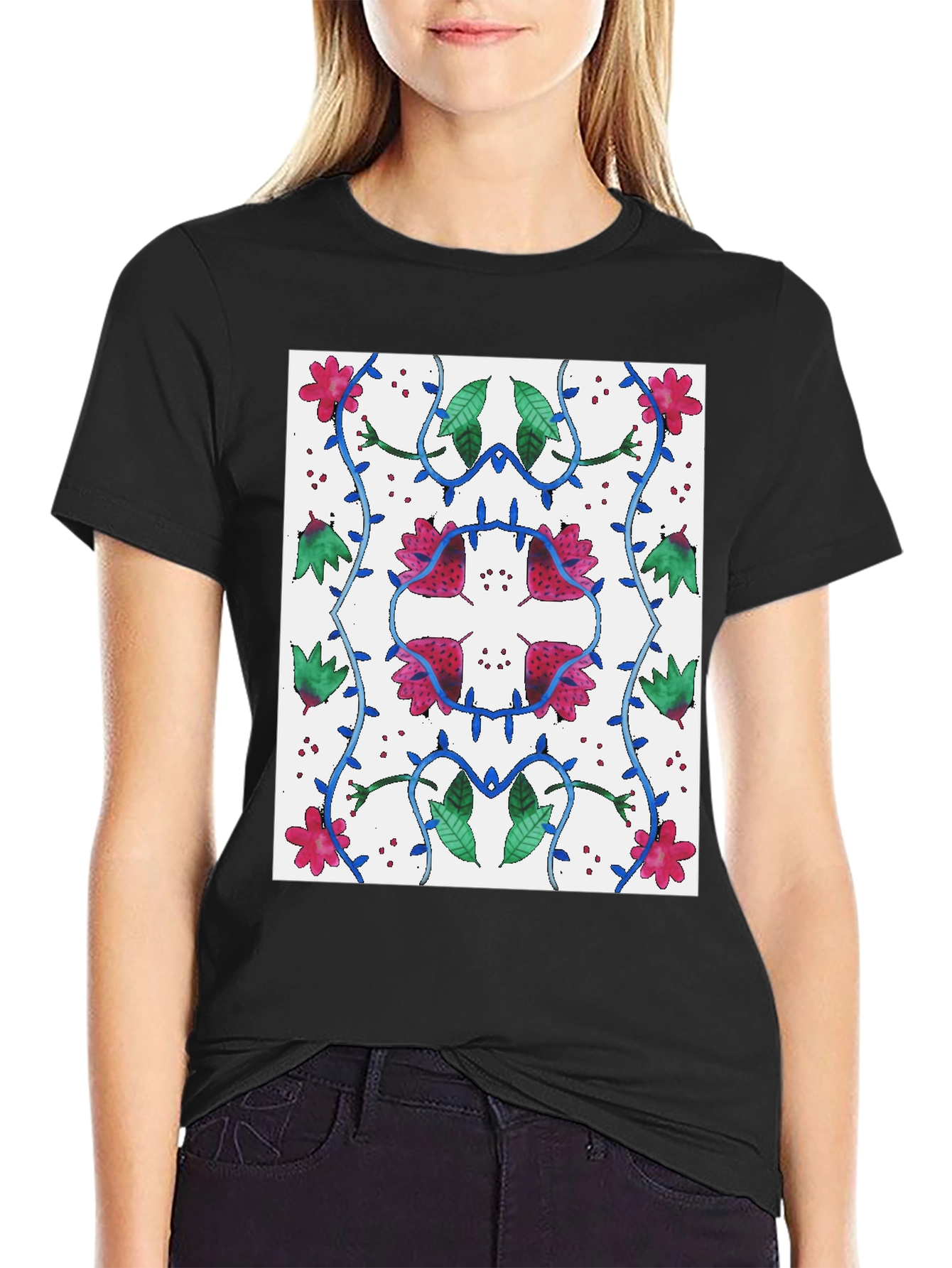 Floral Patterned Graphic Tee - Nature Inspired Design