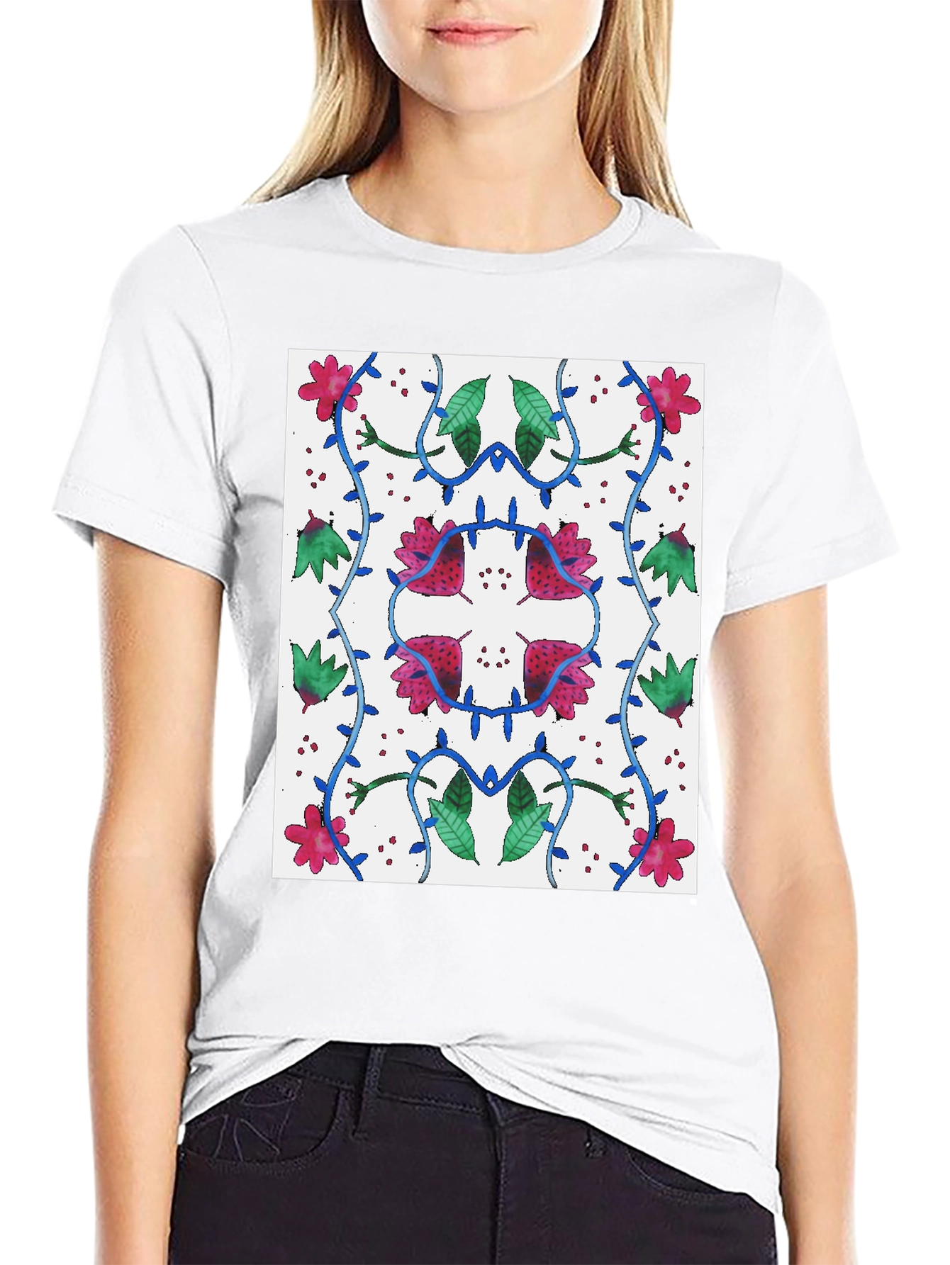 Floral Patterned Graphic Tee - Nature Inspired Design
