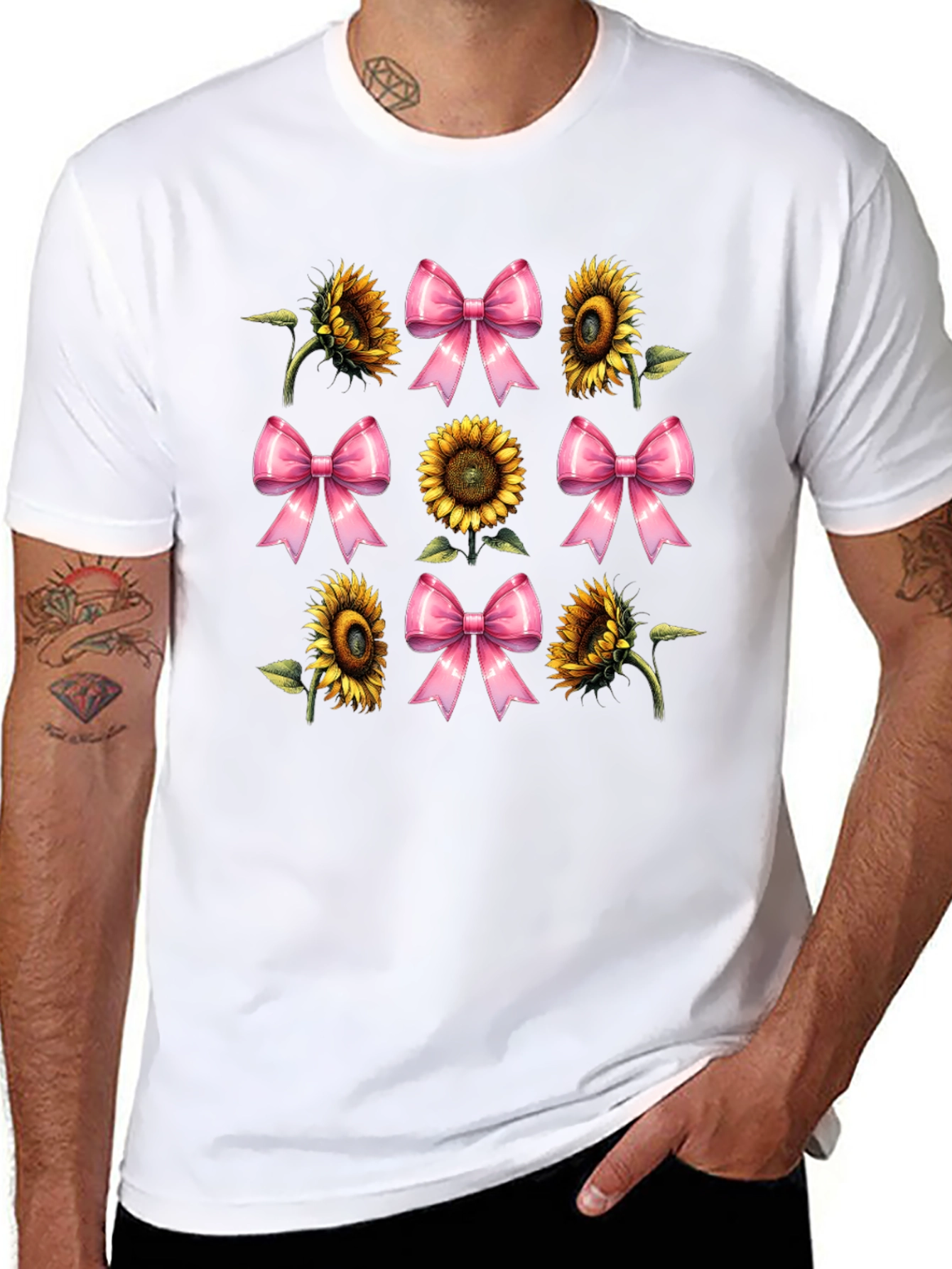 Sunflower & Bow Graphic T-Shirt