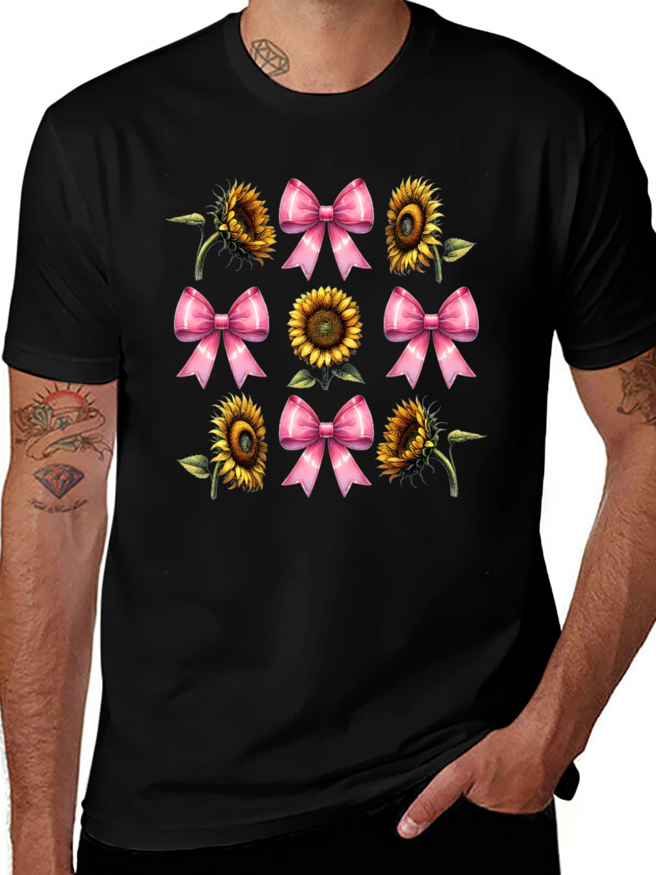 Sunflower & Bow Graphic T-Shirt