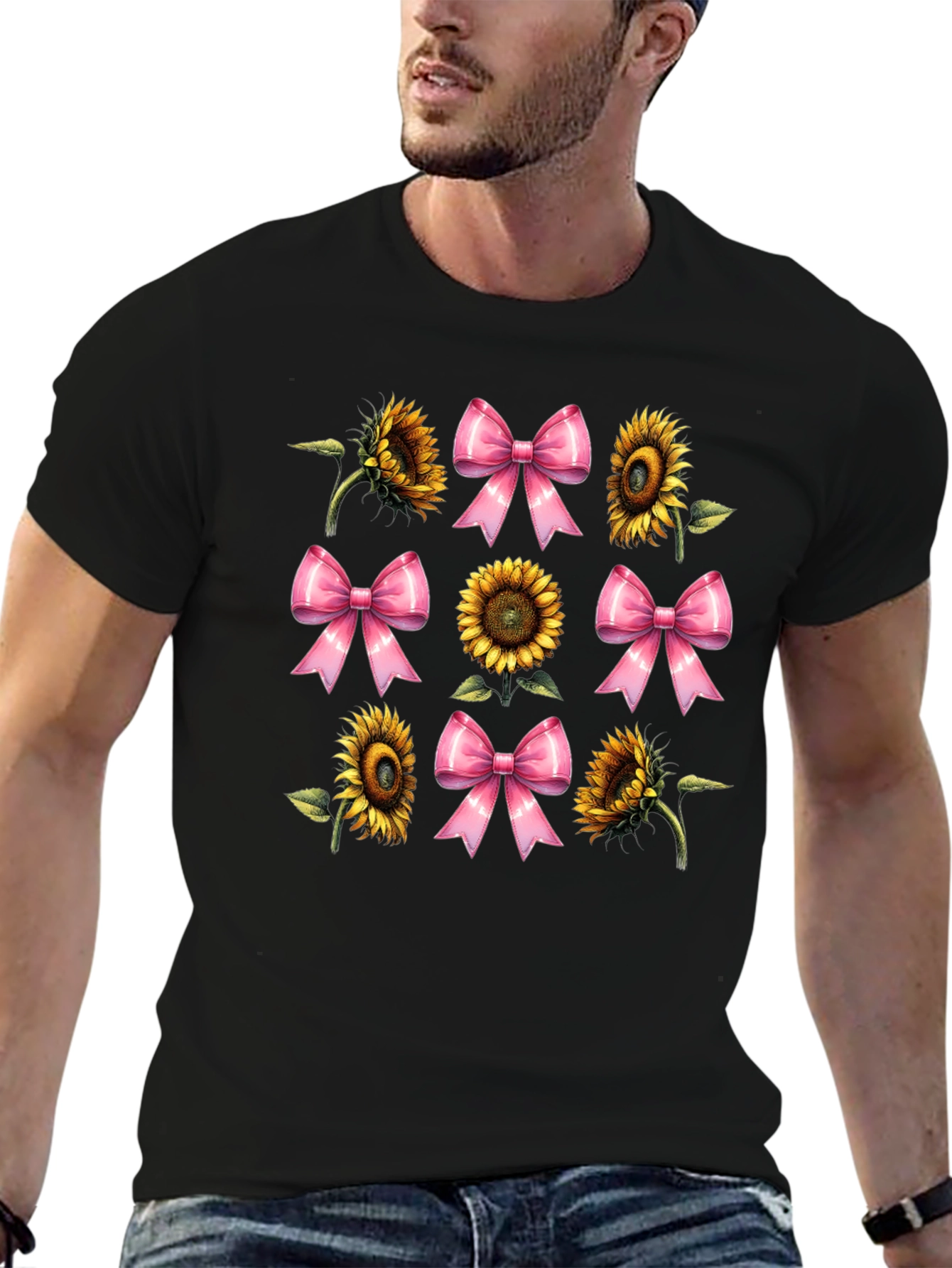 Sunflower & Bow Graphic T-Shirt