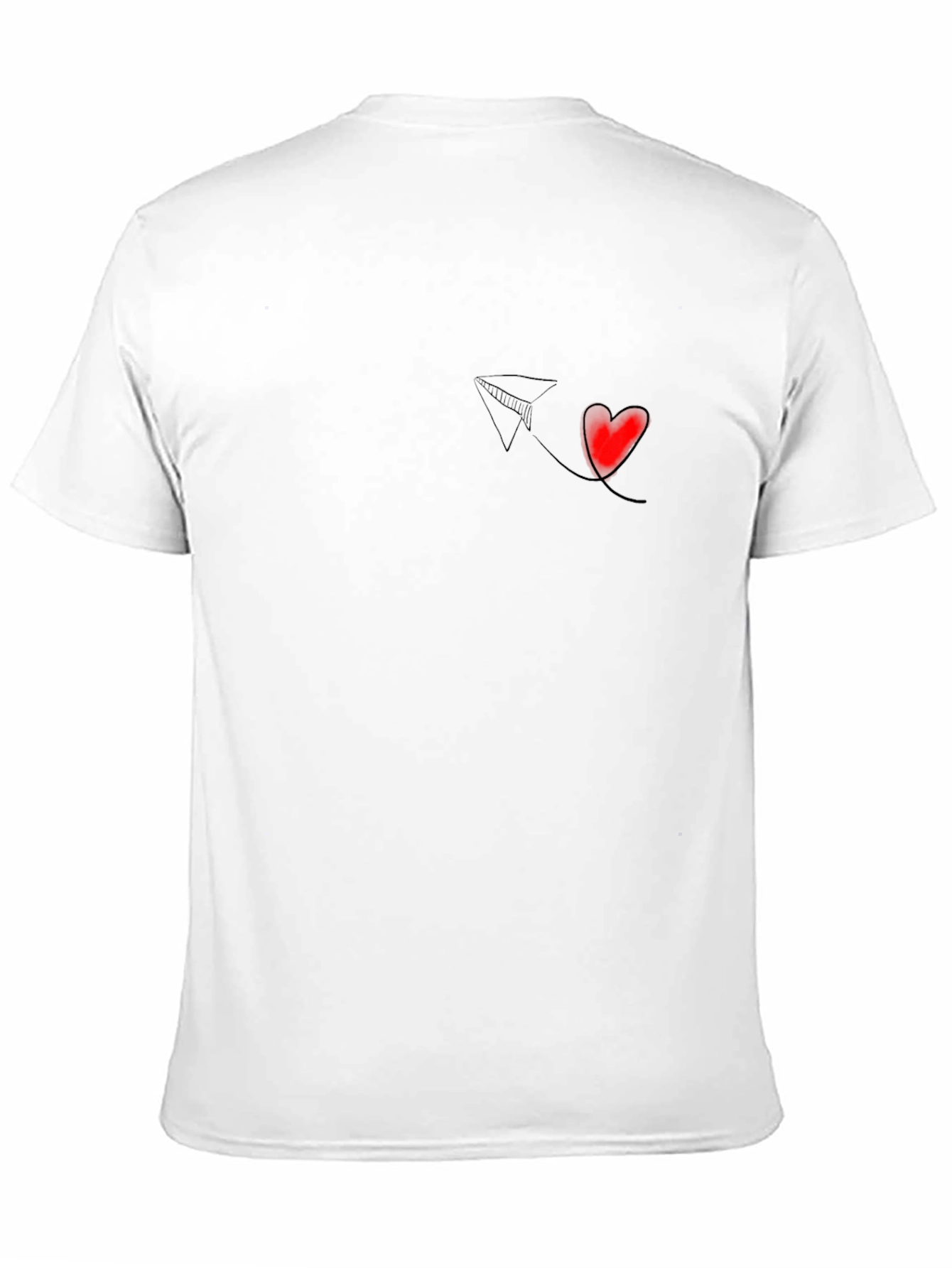 Black T-Shirt with Paper Plane & Heart Design