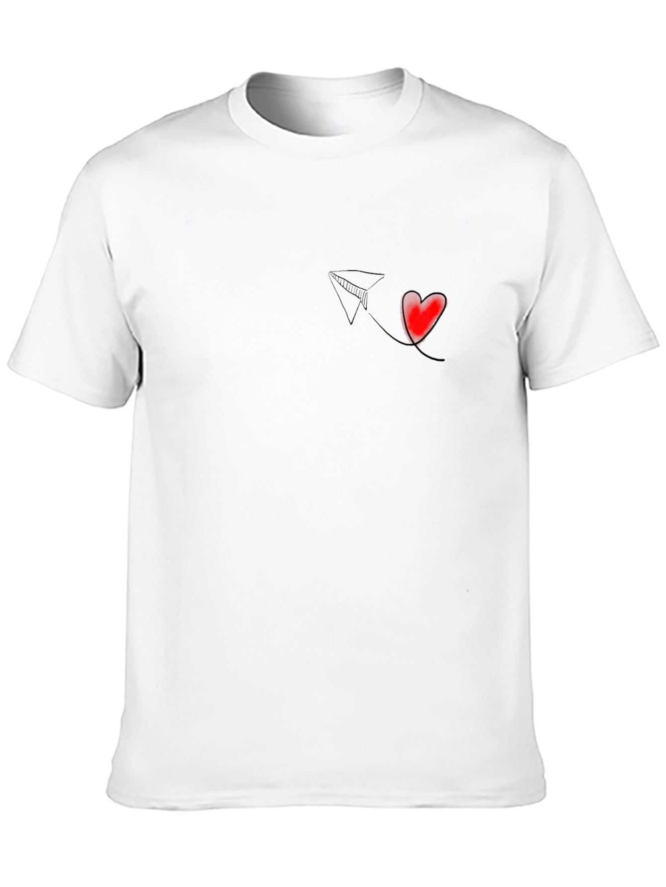 Black T-Shirt with Paper Plane & Heart Design