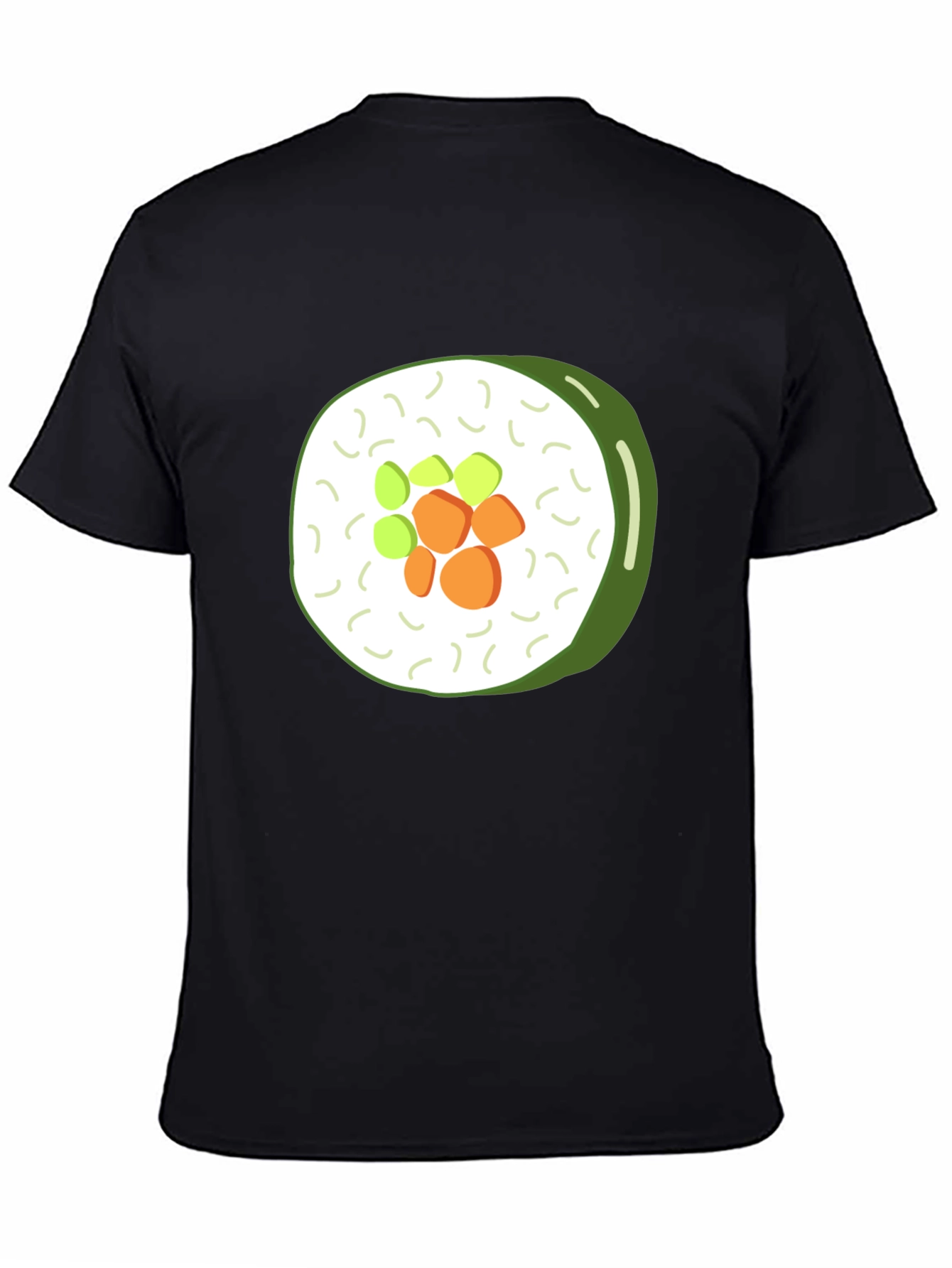 Sushi Roll Graphic Print Black T-Shirt