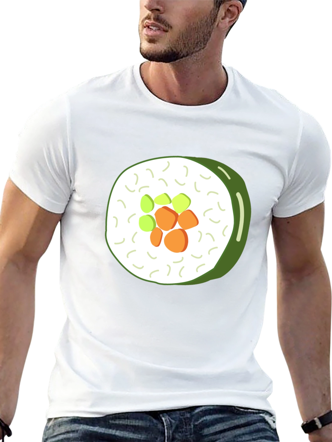 Sushi Roll Graphic Print Black T-Shirt