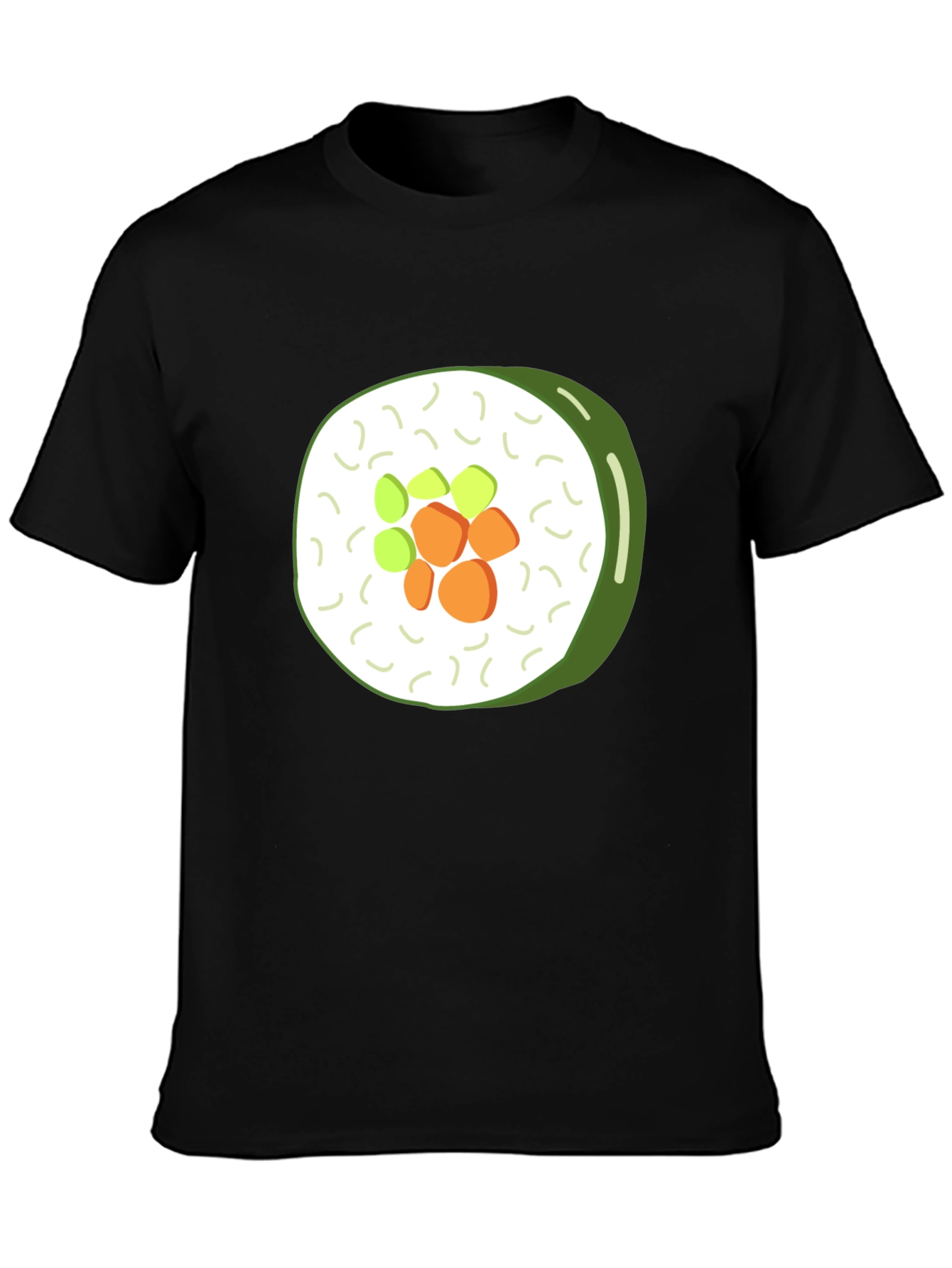 Sushi Roll Graphic Print Black T-Shirt