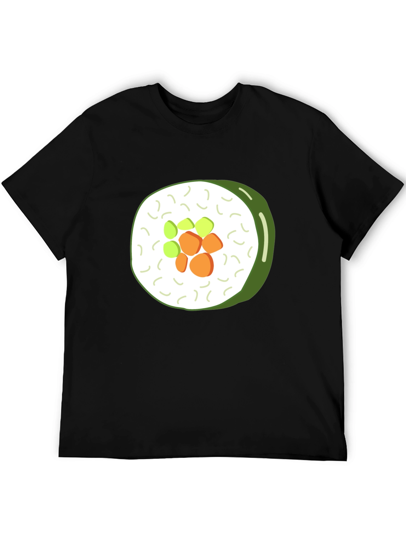 Sushi Roll Graphic Print Black T-Shirt
