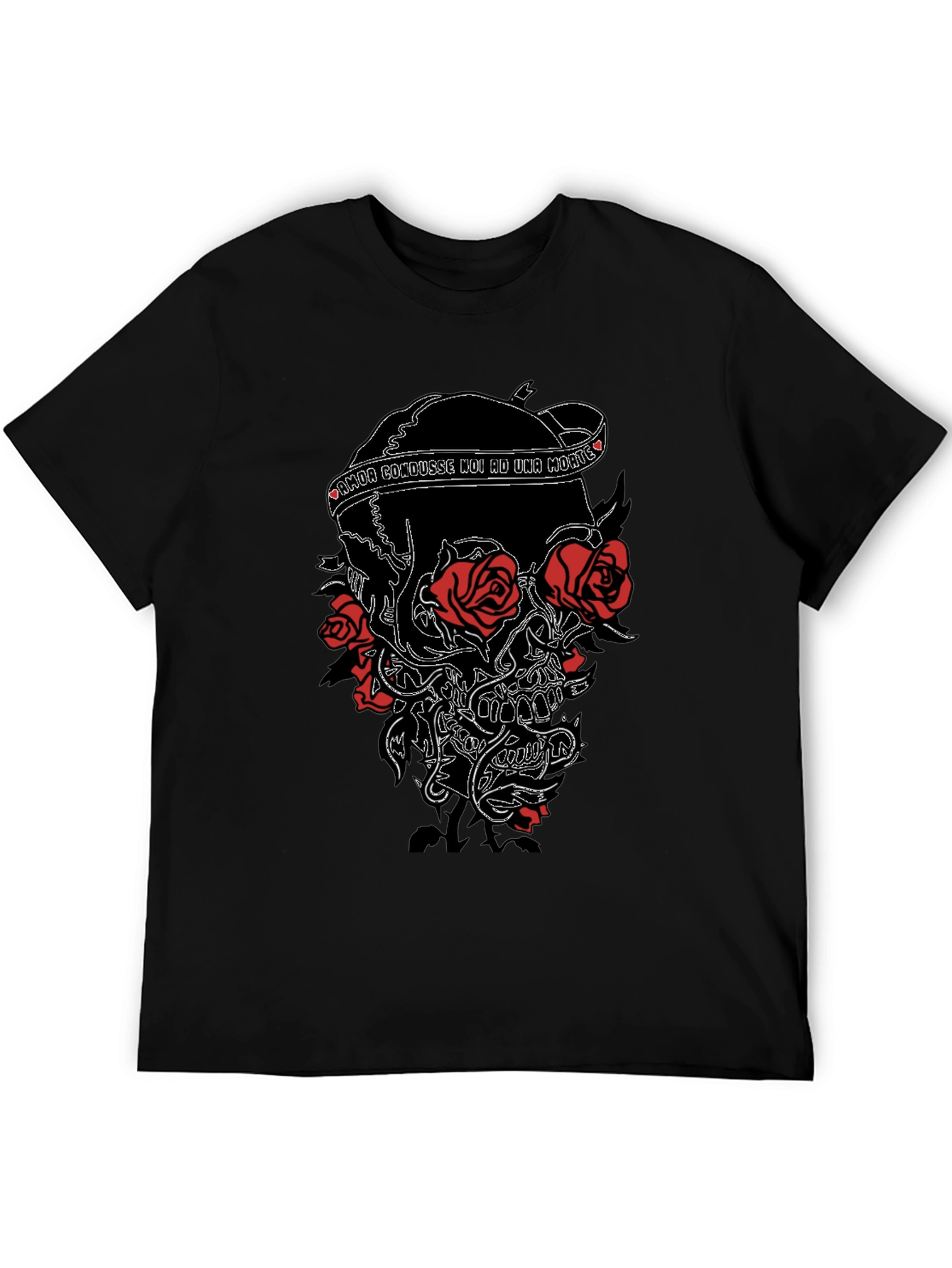 Skull & Roses Black Graphic Tee