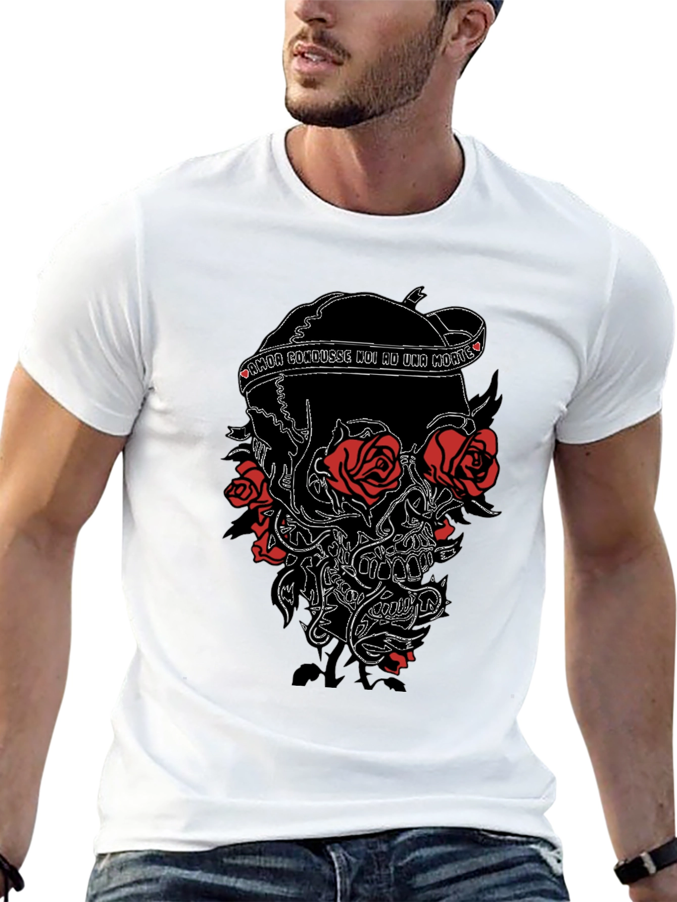 Skull & Roses Black Graphic Tee