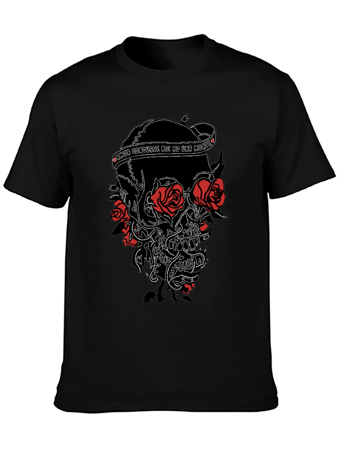 Skull & Roses Black Graphic Tee
