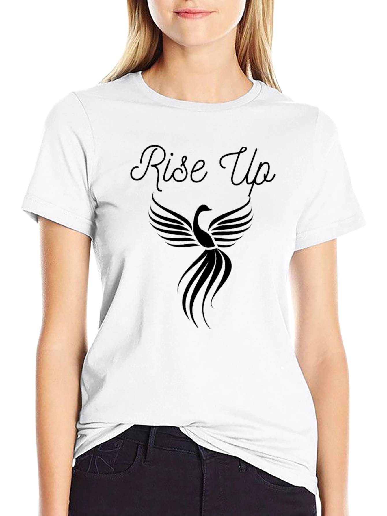 Rise Up Graphic Tee - Phoenix Design Black T-Shirt