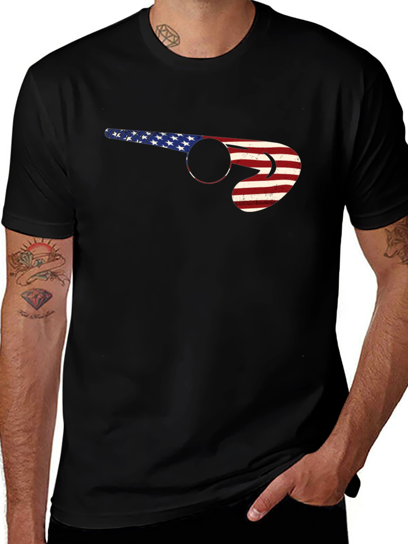 American Flag Hockey Stick T-Shirt