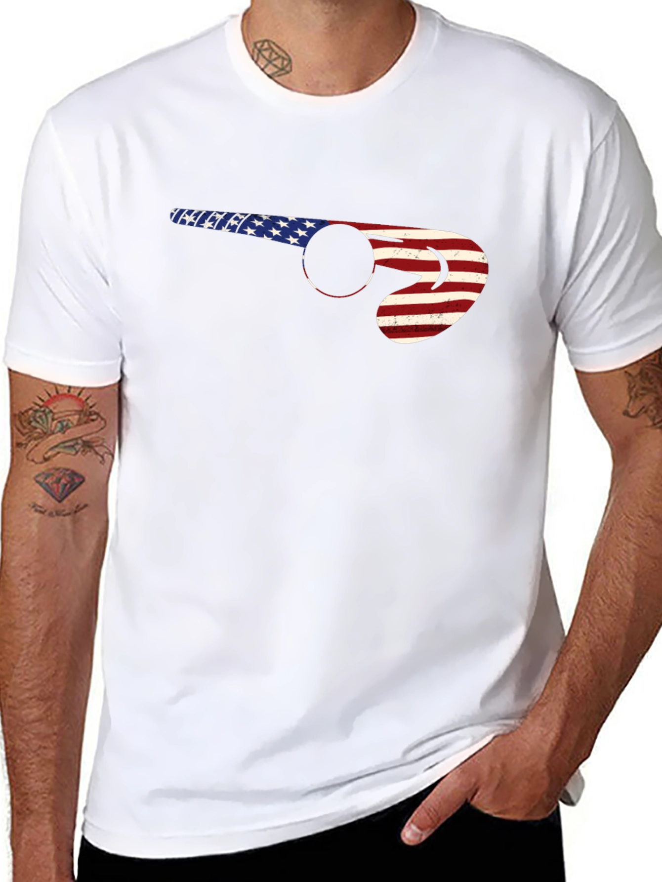 American Flag Hockey Stick T-Shirt