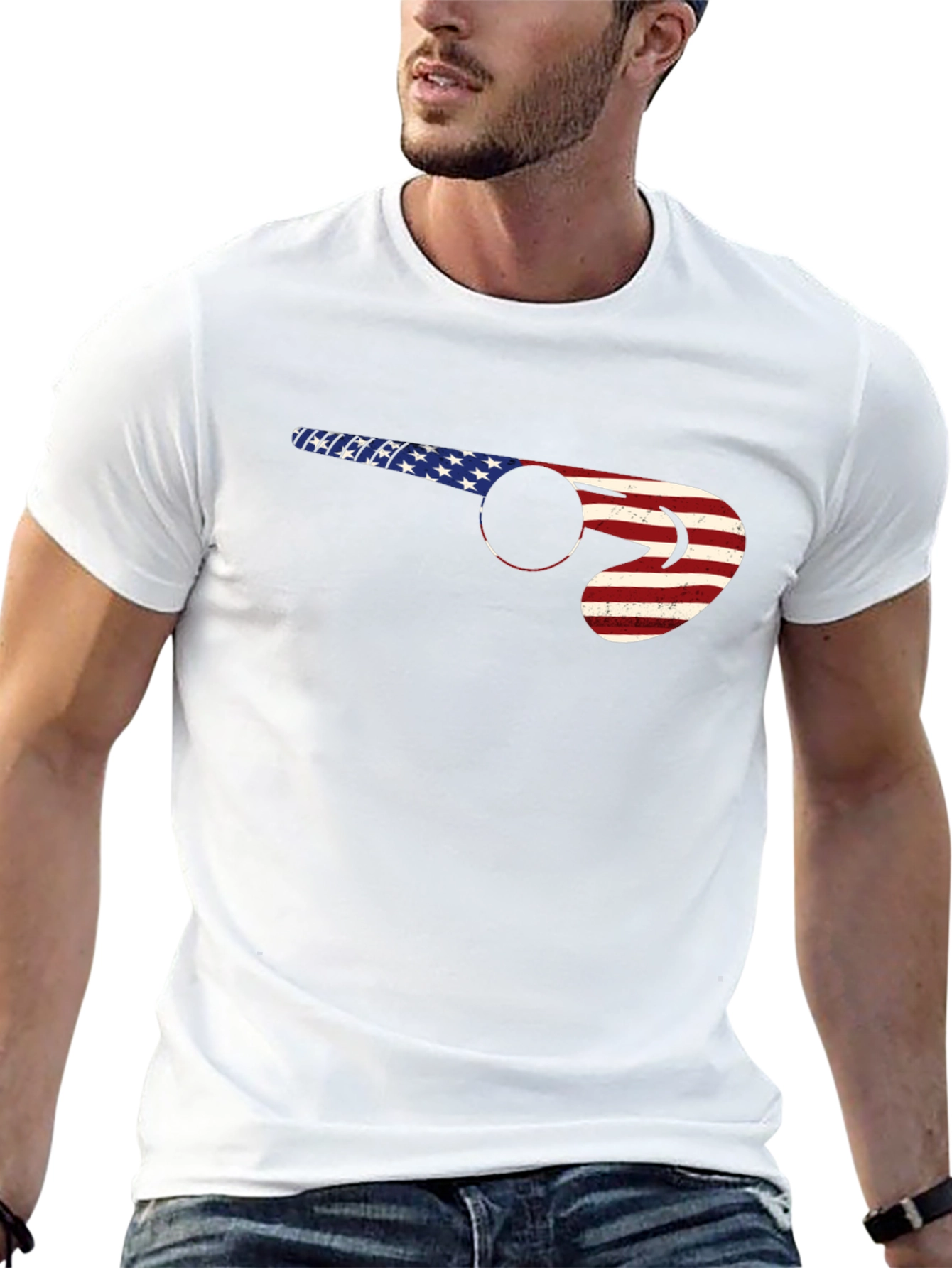 American Flag Hockey Stick T-Shirt