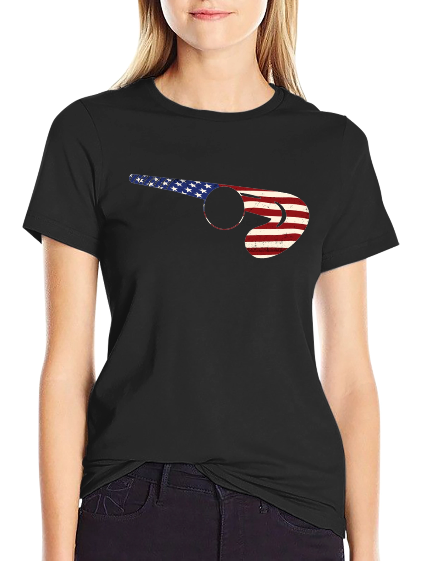 American Flag Hockey Stick T-Shirt