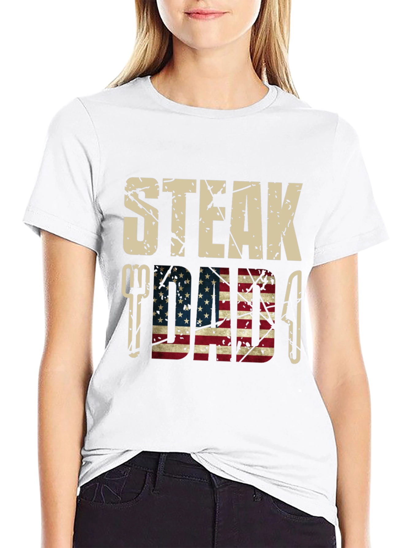 Steak Dad American Flag Graphic T-Shirt