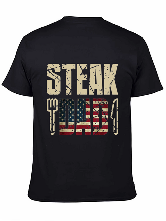 Steak Dad American Flag Graphic T-Shirt