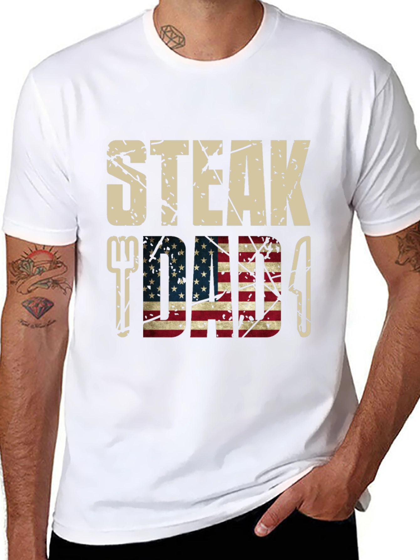 Steak Dad American Flag Graphic T-Shirt