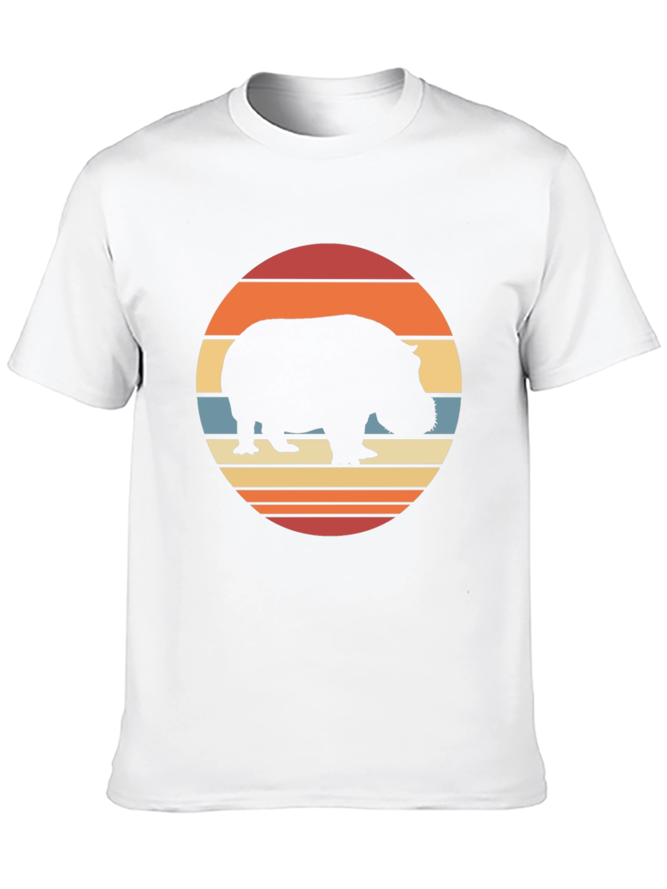 Retro Hippo Sunset T-Shirt - Black