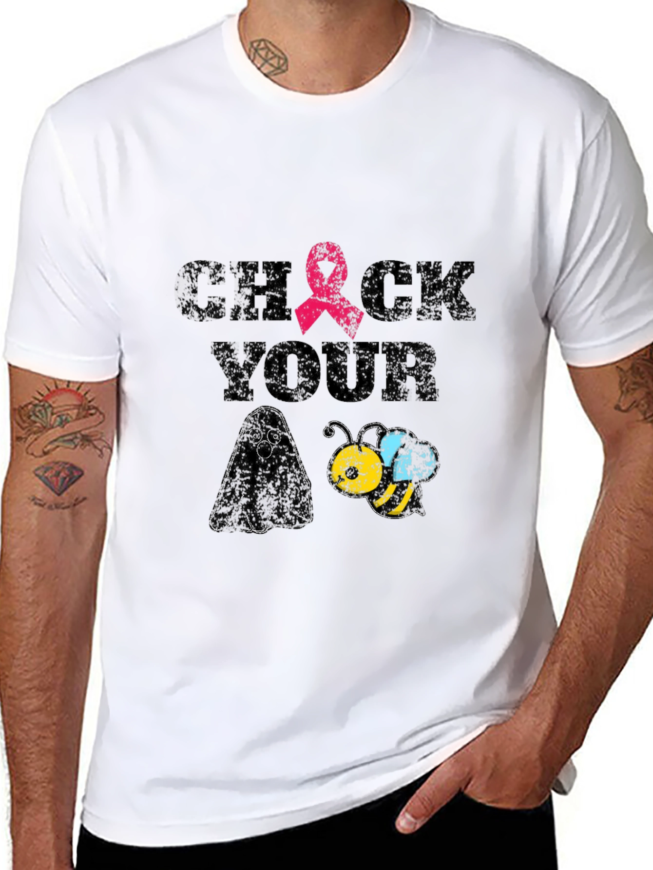 Check Your Boo Bees T-Shirt Breast Cancer Awareness